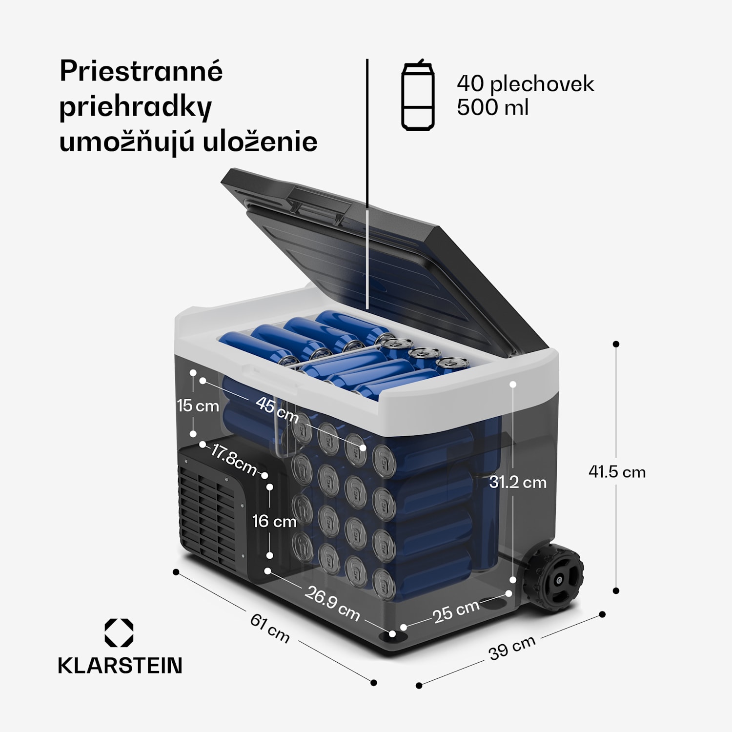 PolarForce 30L kompresorový chladící box| LCD panel, osvětlení, off-road, ochrana baterie, 12V/230V 30 litrů | Černá