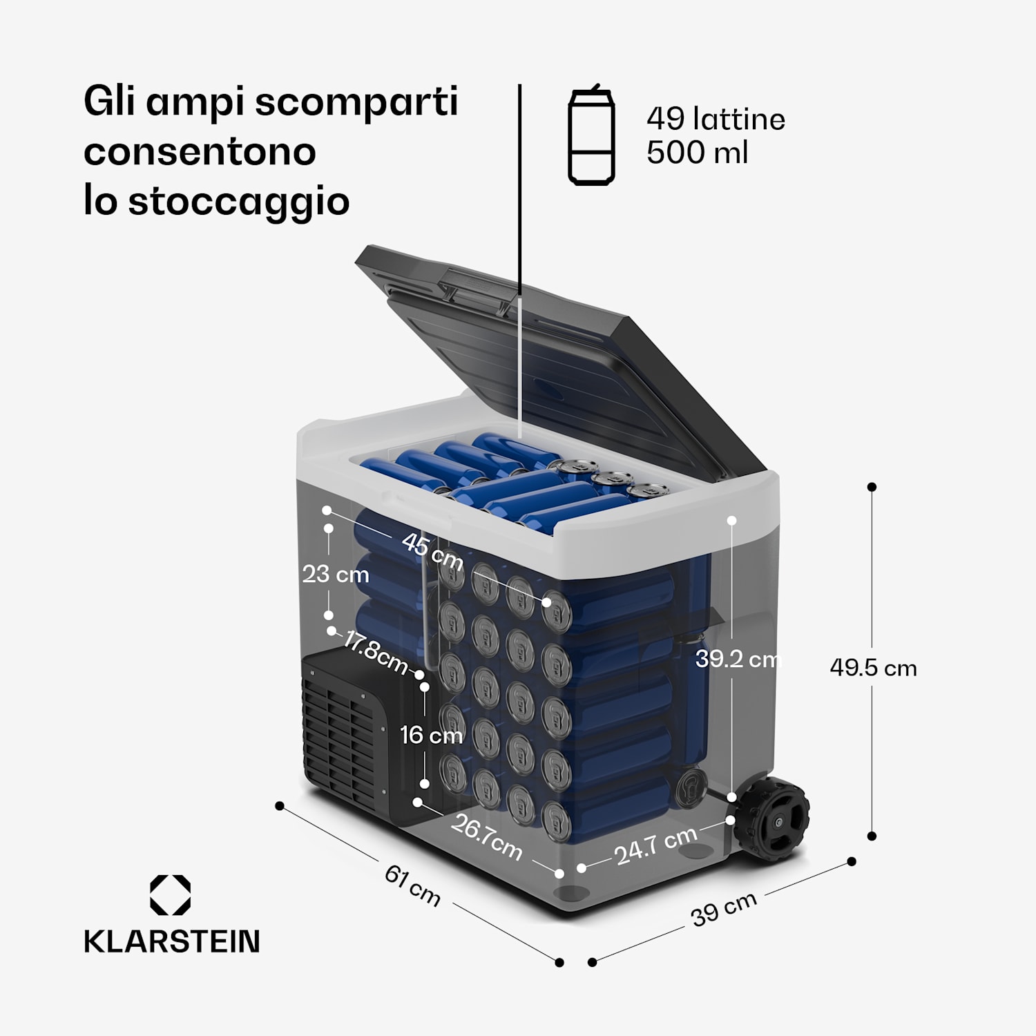 PolarForce Frigo portatile a compressore da 40 litri | Pannello LCD | Illuminazione | Fuoristrada | Protezione batteria | 12V/230V 40 Ltr | Nero