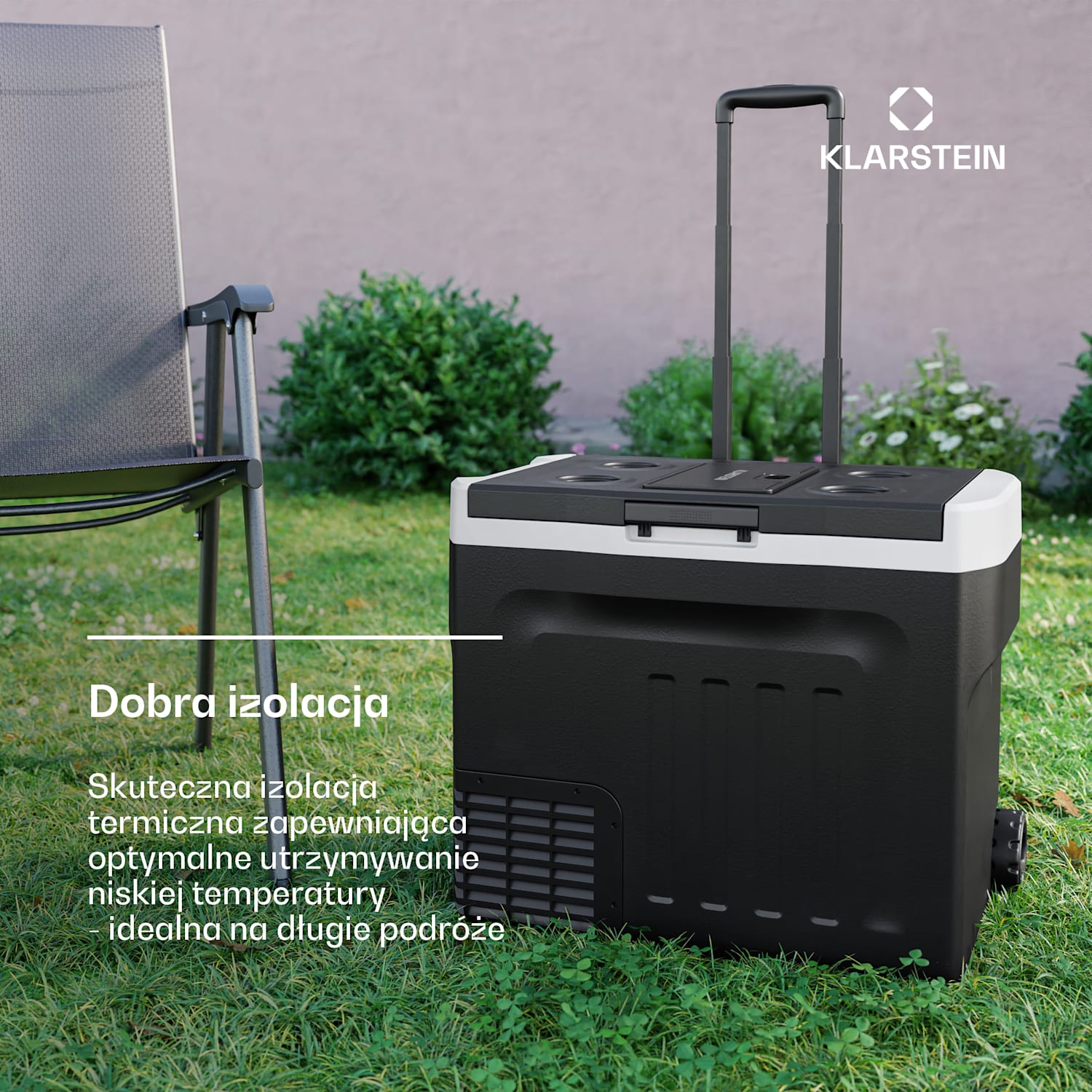 PolarForce 40L kompresorowa lodówka turystyczna, panel sterowania LCD, oświetlenie, off-road, ochrona akumulatora, 12 V/230 V 40 Ltr | Czarny