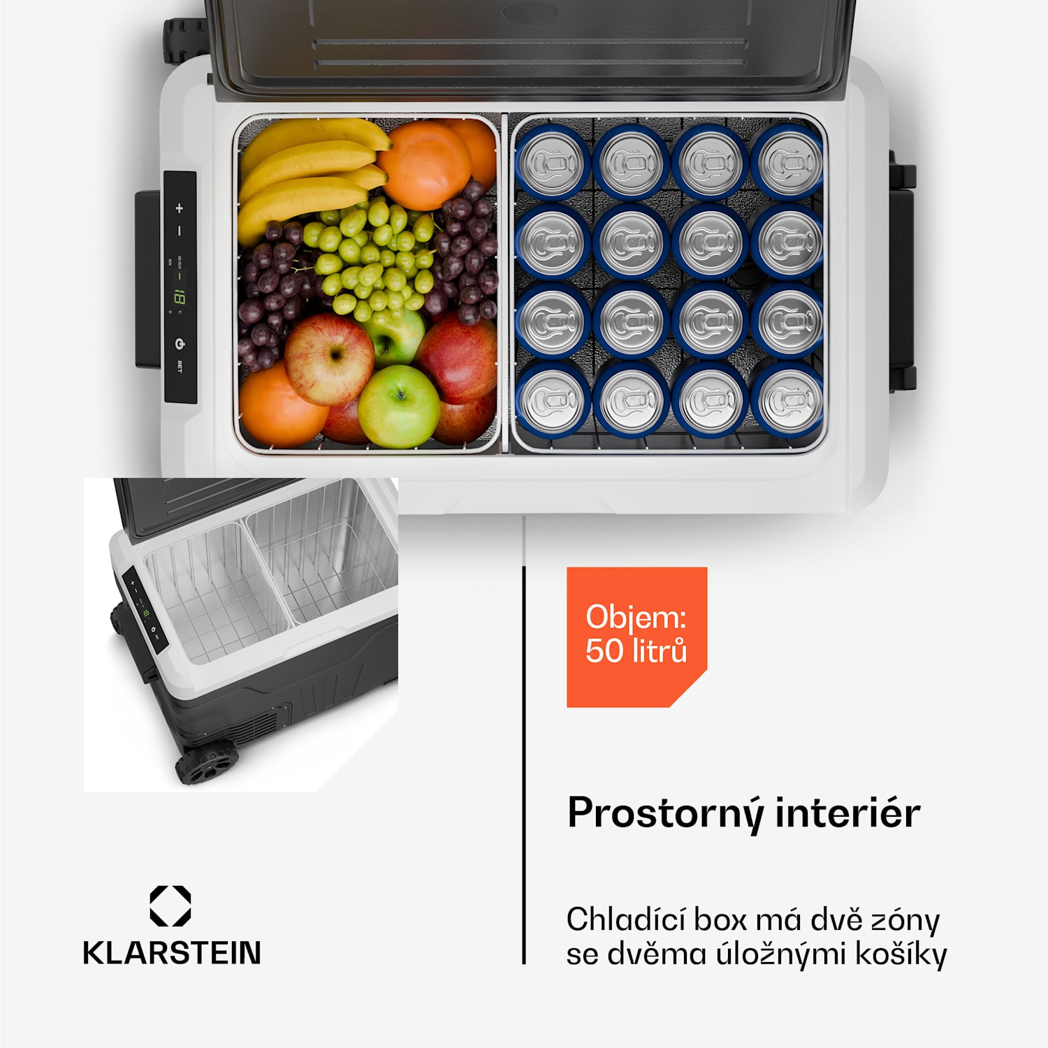 PolarForce 50L kompresorový chladící box| LCD panel, osvětlení, off-road, ochrana baterie, 12V/230V 50 litrů | Černá