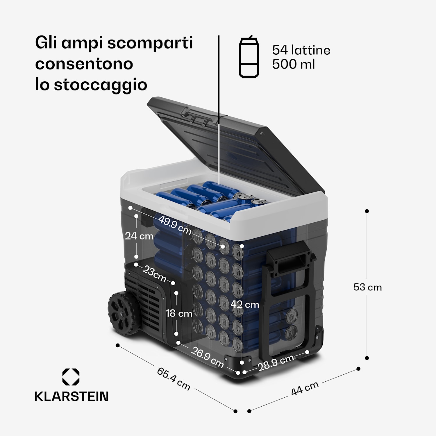 PolarForce Frigo portatile a compressore da 50 litri | Pannello LCD | Illuminazione | Fuoristrada | Protezione batteria | 12V/230V 
