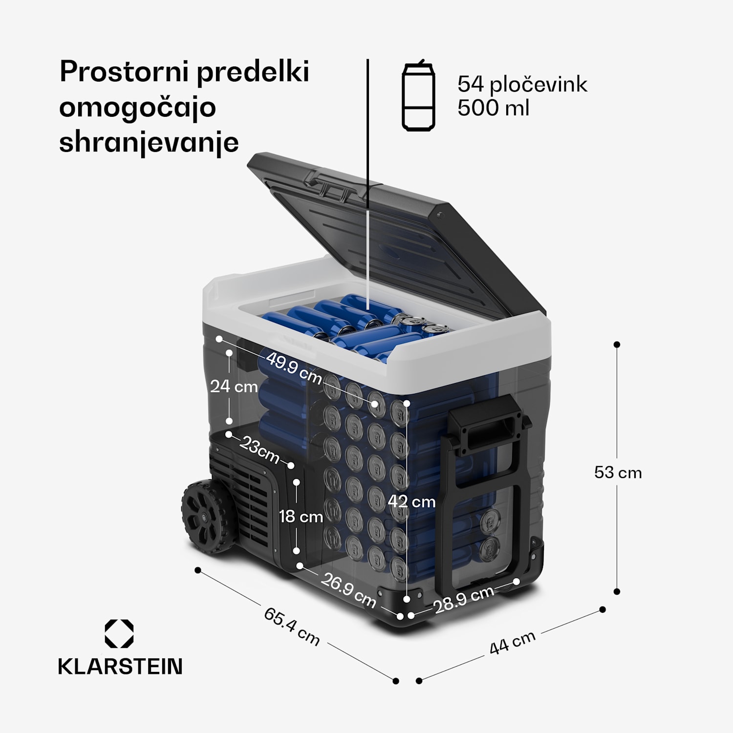 PolarForce 50L kompresorski prenosni hladilnik, LCD-plošča, osvetlitev, off-road, zaščita akumulatorja, 12V/230V 