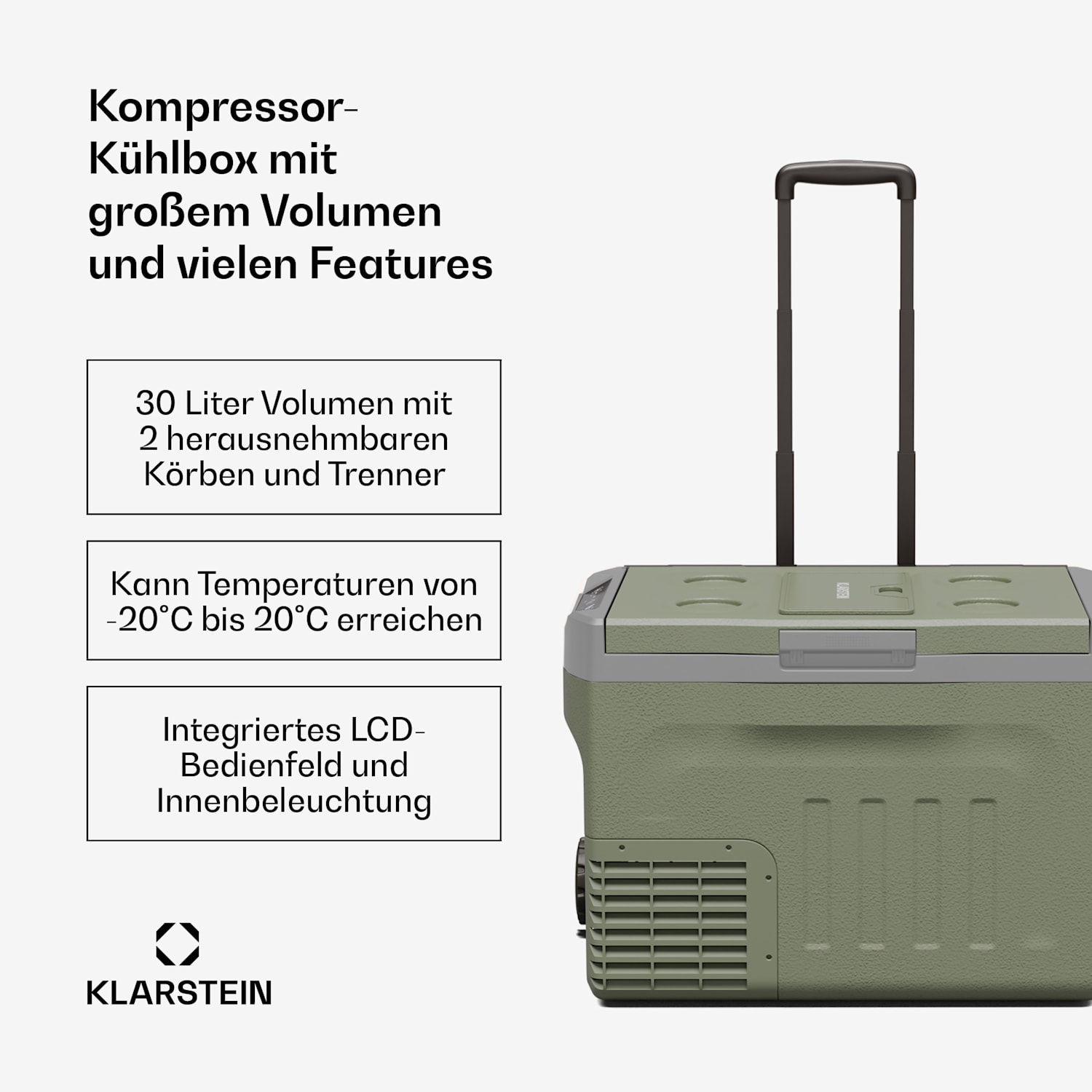PolarForce 30 L Glacière à compresseur | panneau LCD | éclairage | tout-terrain | protection de la batterie | 12V/230V 