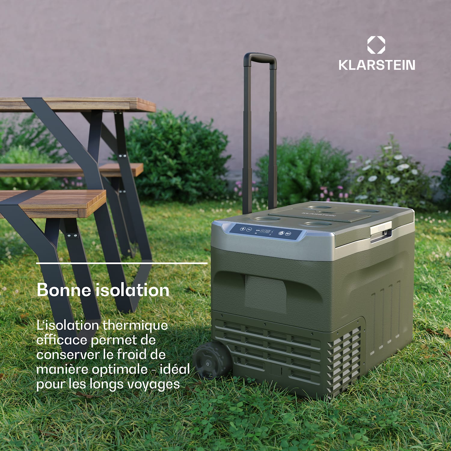 PolarForce 30 L Glacière à compresseur | panneau LCD | éclairage | tout-terrain | protection de la batterie | 12V/230V 30 L | Vert