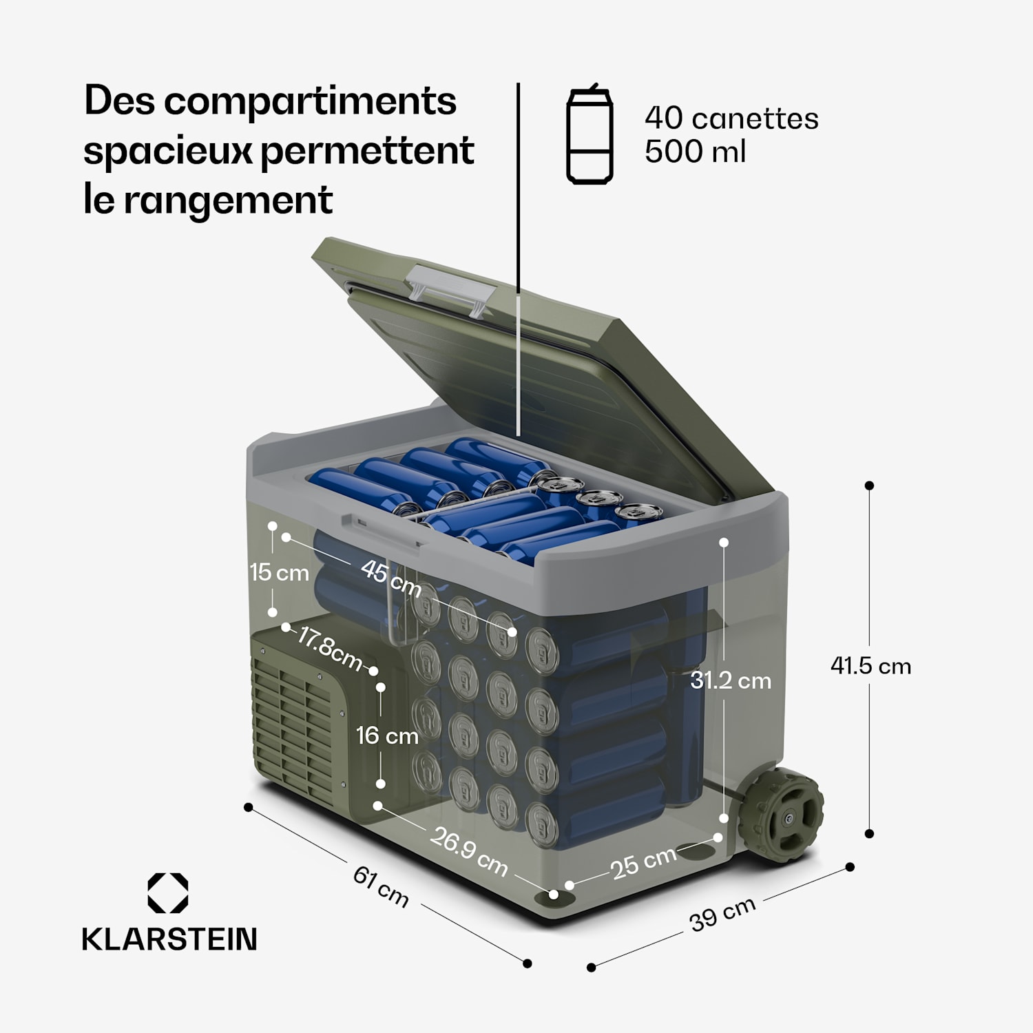PolarForce 30 L Glacière à compresseur | panneau LCD | éclairage | tout-terrain | protection de la batterie | 12V/230V 30 L | Vert