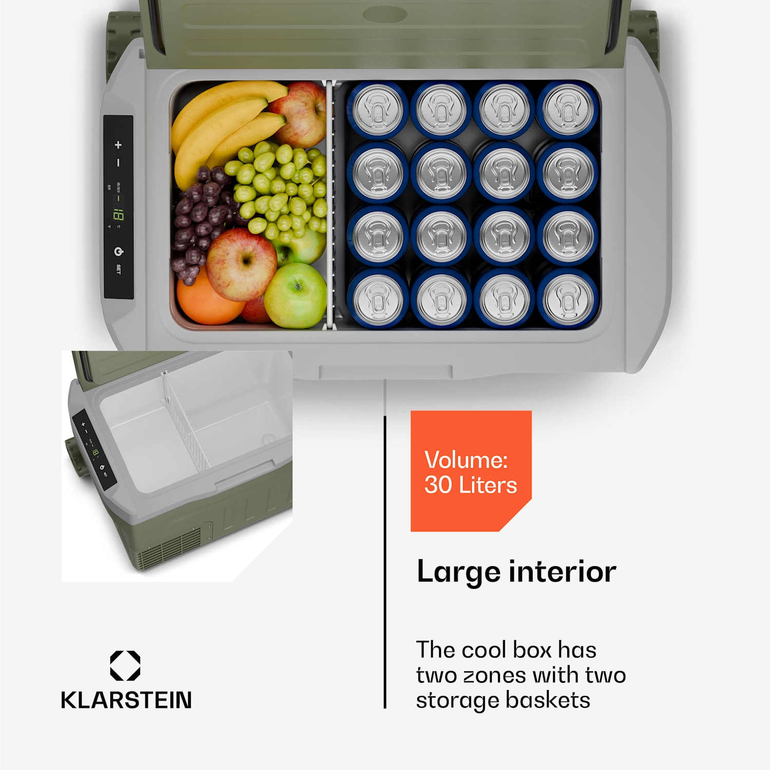 PolarForce 30L compressor koelbox | LC display | verlichting | off-road | batterijbeveiliging | 12V/230V 30 ltr | Groen