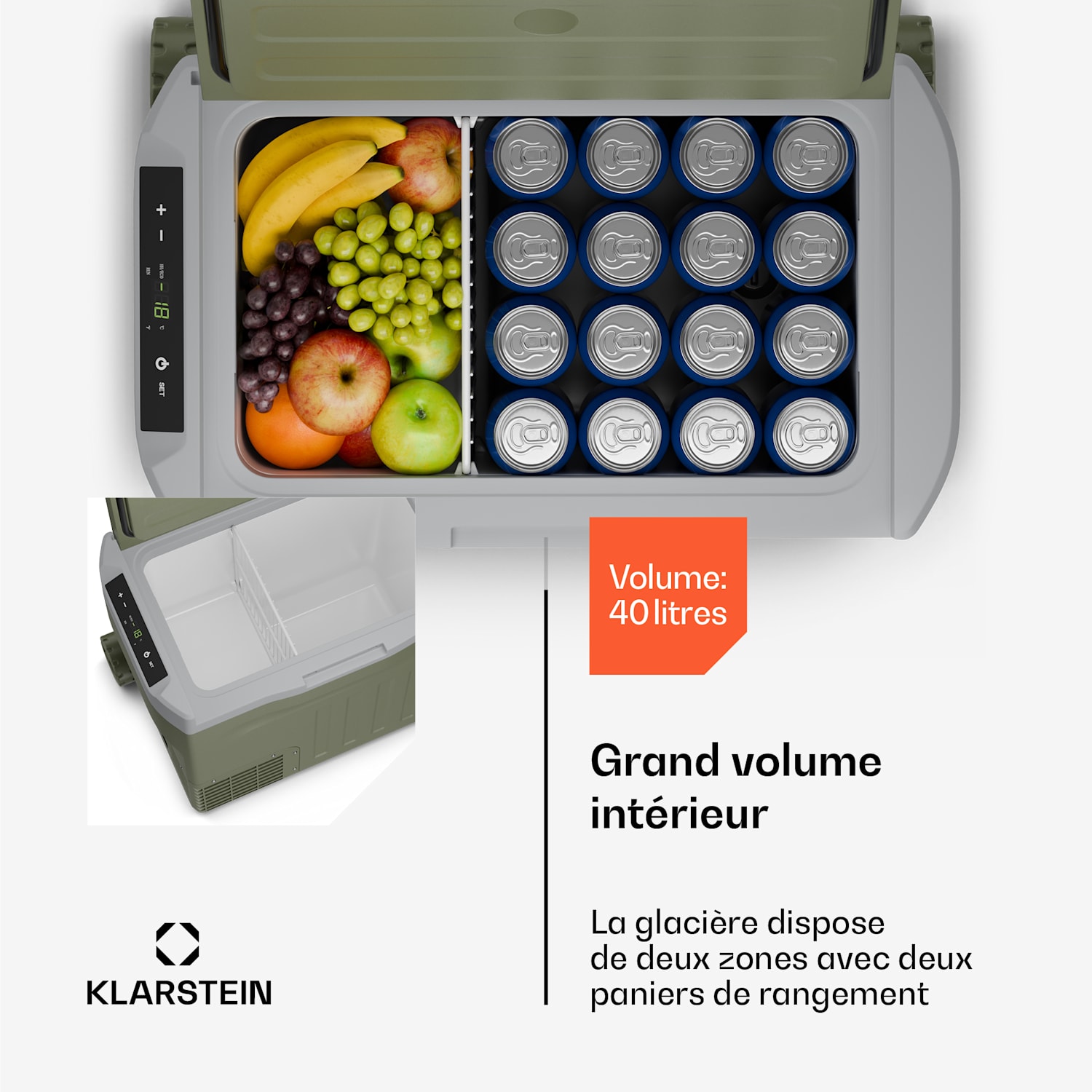 PolarForce 40L compressor koelbox | LC display | verlichting | off-road | batterijbeveiliging | 12V/230V 40 ltr | Groen