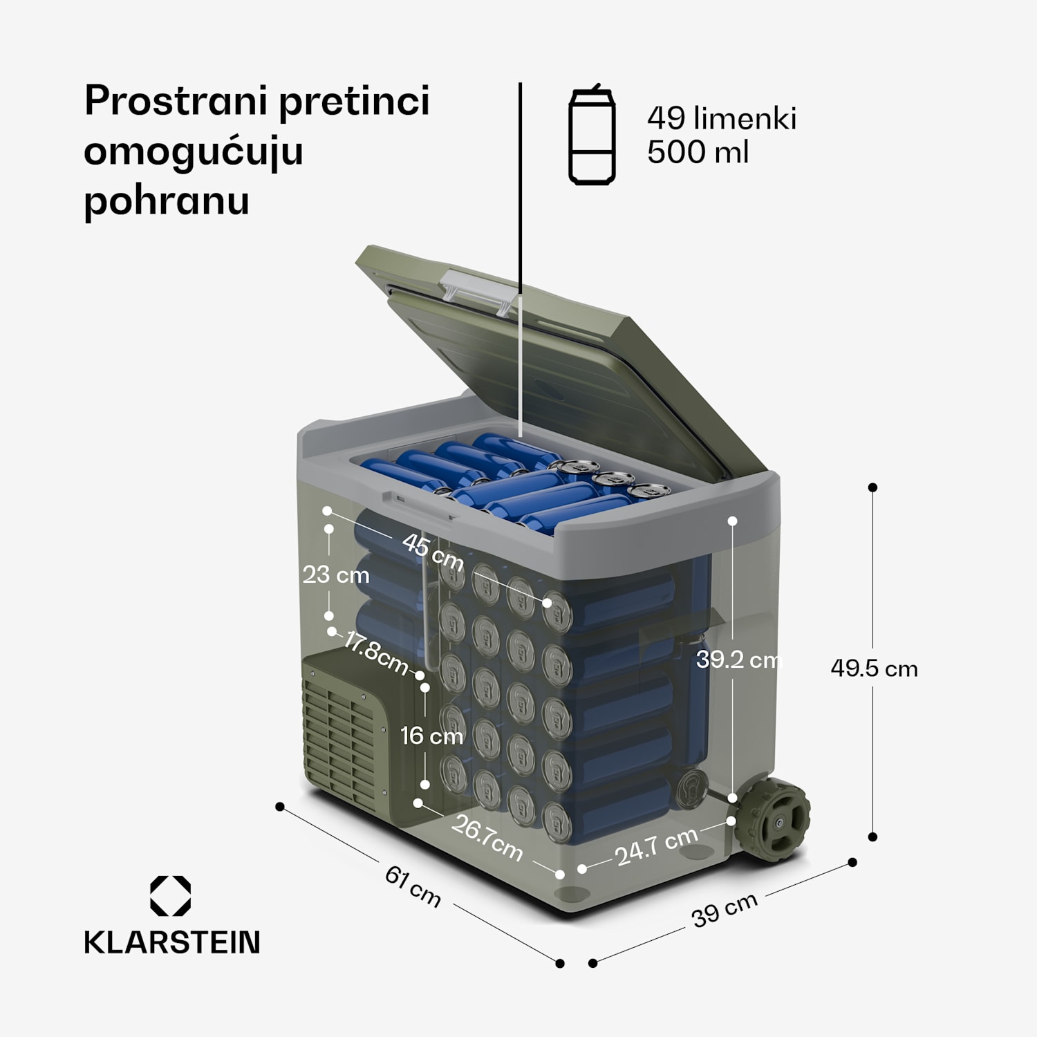 PolarForce 40L kompresorska rashladna kutija, LCD panel, osvjetljenje, off-road, zaštita baterije, 12V/230V 40 Ltr | Zelena