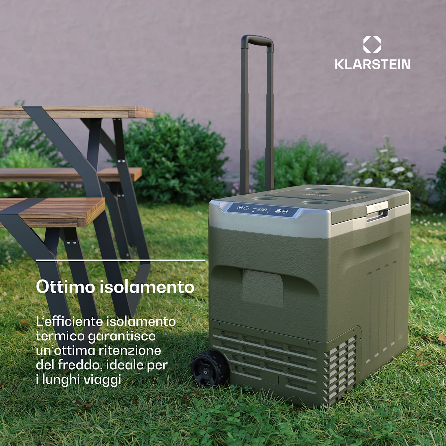 PolarForce frigo portatile a compressore da 40 litri | pannello LCD | illuminazione | fuoristrada | protezione batteria | 12V/230V 40 Ltr | Verde