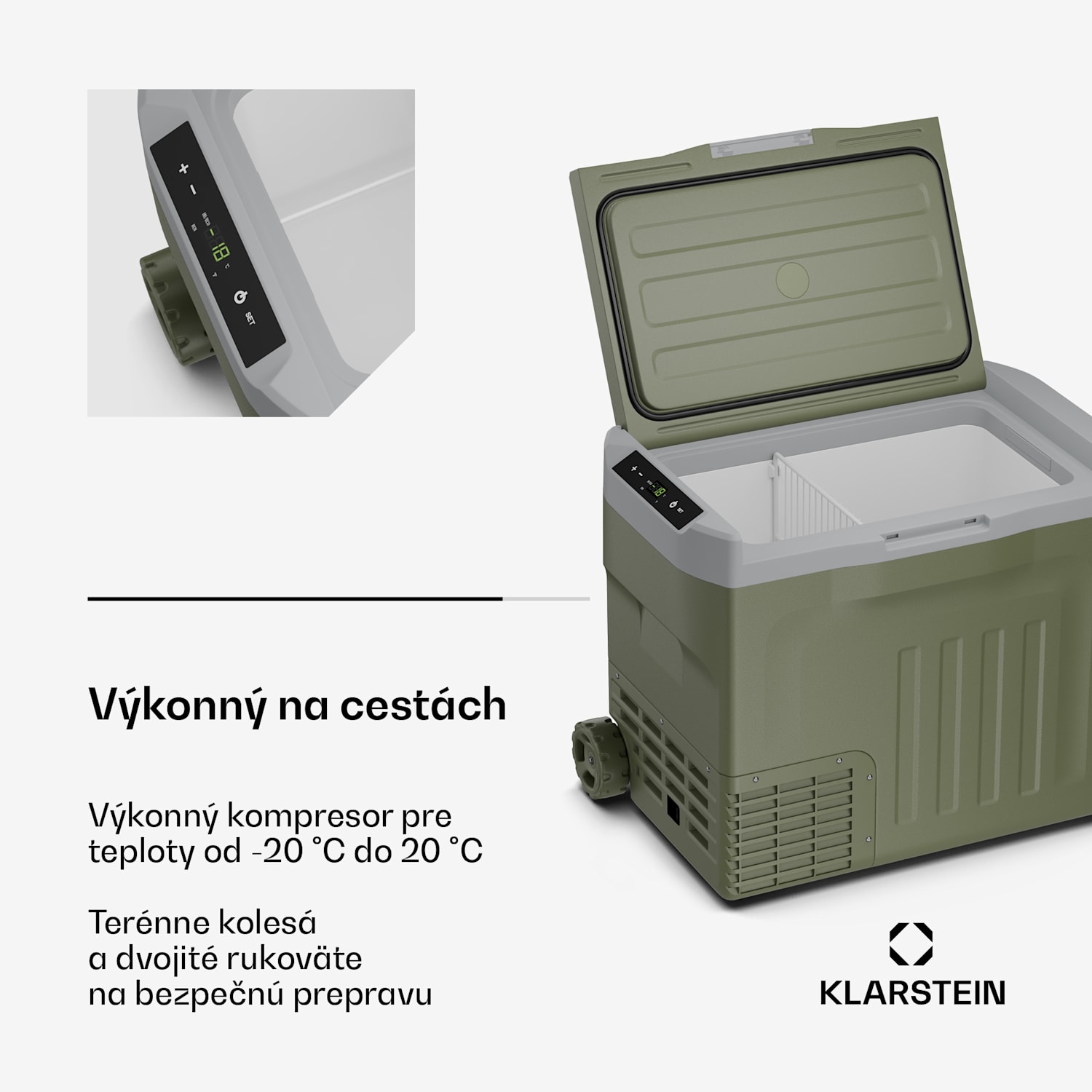 PolarForce 40L kompresorový chladiaci box| LCD panel, osvetlenie, off-road, ochrana batérie, 12V/230V 40 litrov | Zelená