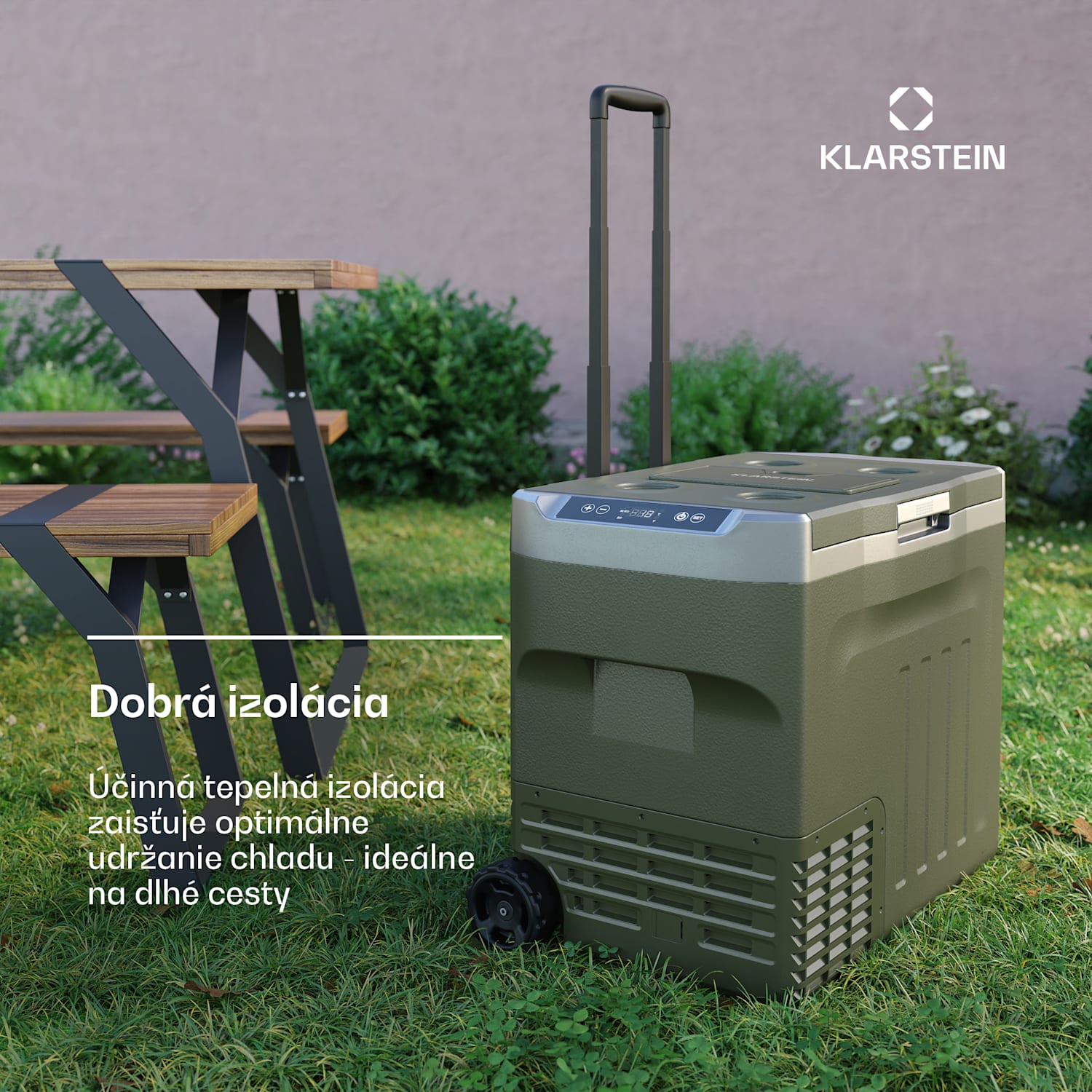 PolarForce 40L kompresorový chladiaci box| LCD panel, osvetlenie, off-road, ochrana batérie, 12V/230V 40 litrov | Zelená