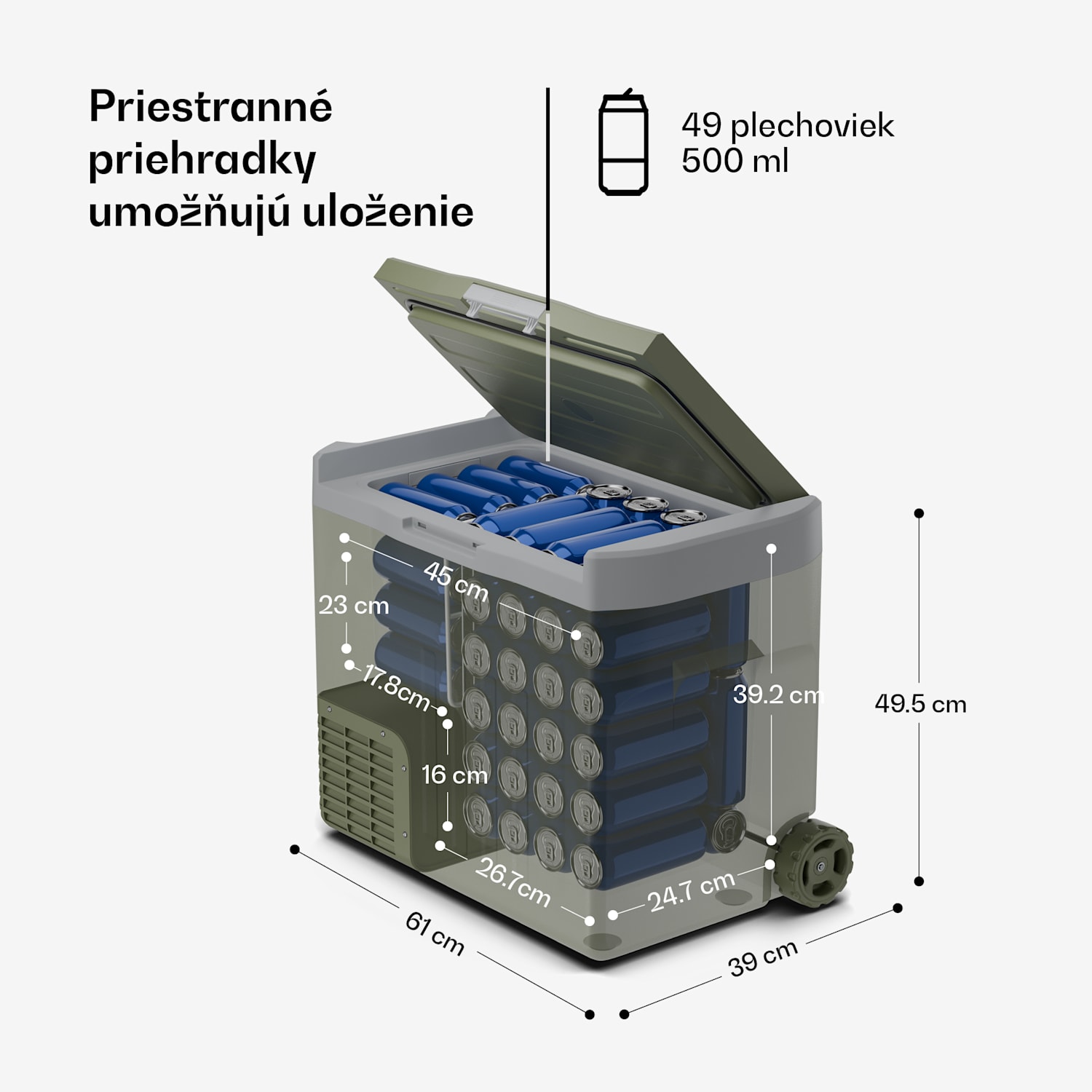 PolarForce 40L kompresorový chladiaci box| LCD panel, osvetlenie, off-road, ochrana batérie, 12V/230V 40 litrov | Zelená