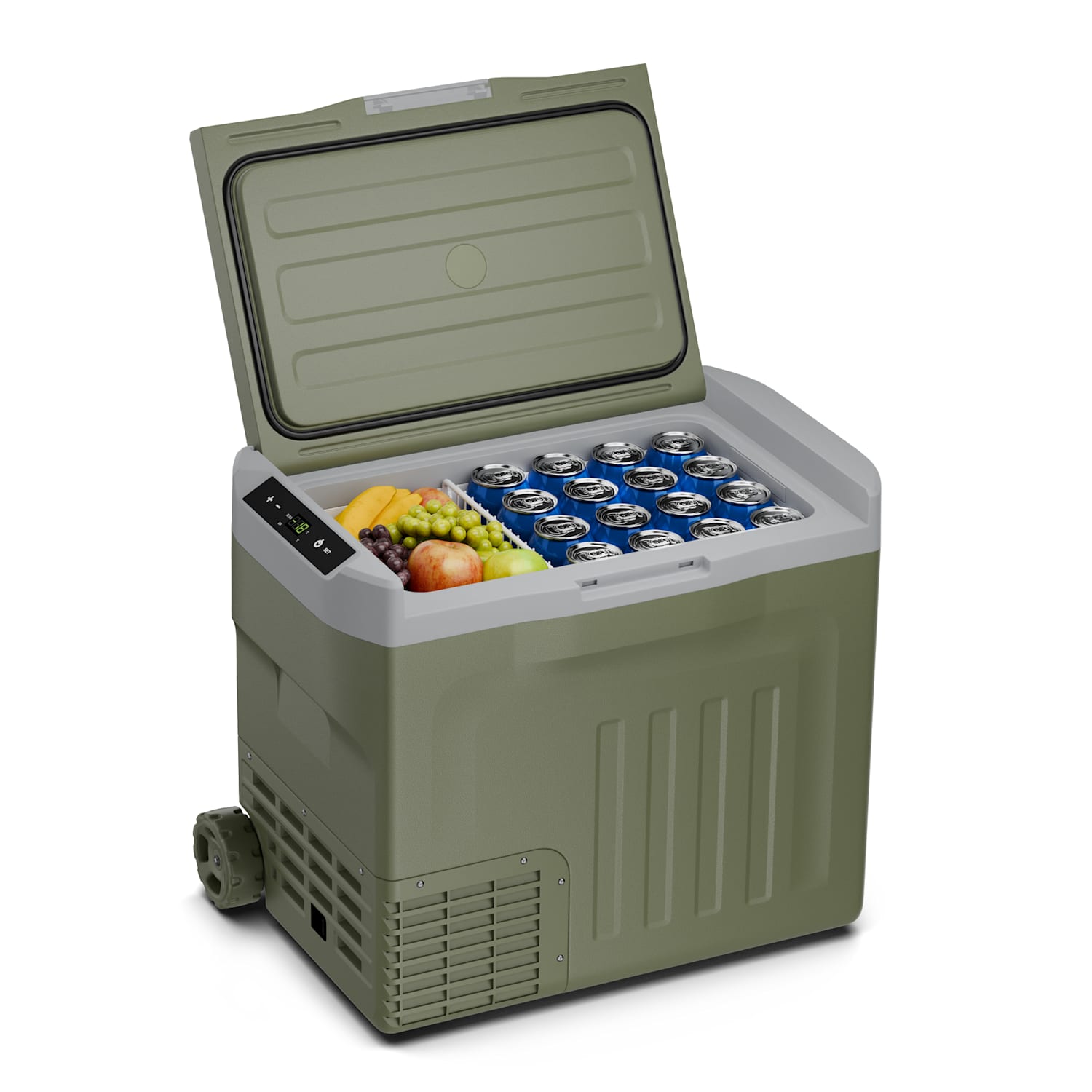 Nevera de compresor PolarForce 37l | Panel LCD | Iluminación | Todoterreno | Protección de batería | 12V/230V 37 L | Verde