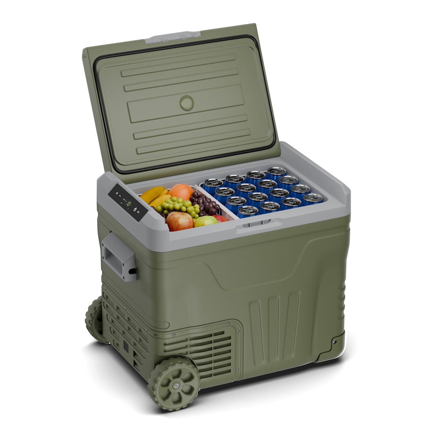 Nevera de compresor PolarForce 50L | Panel LCD | Iluminación | Todoterreno | Protección de batería | 12V/230V 50 L | Verde