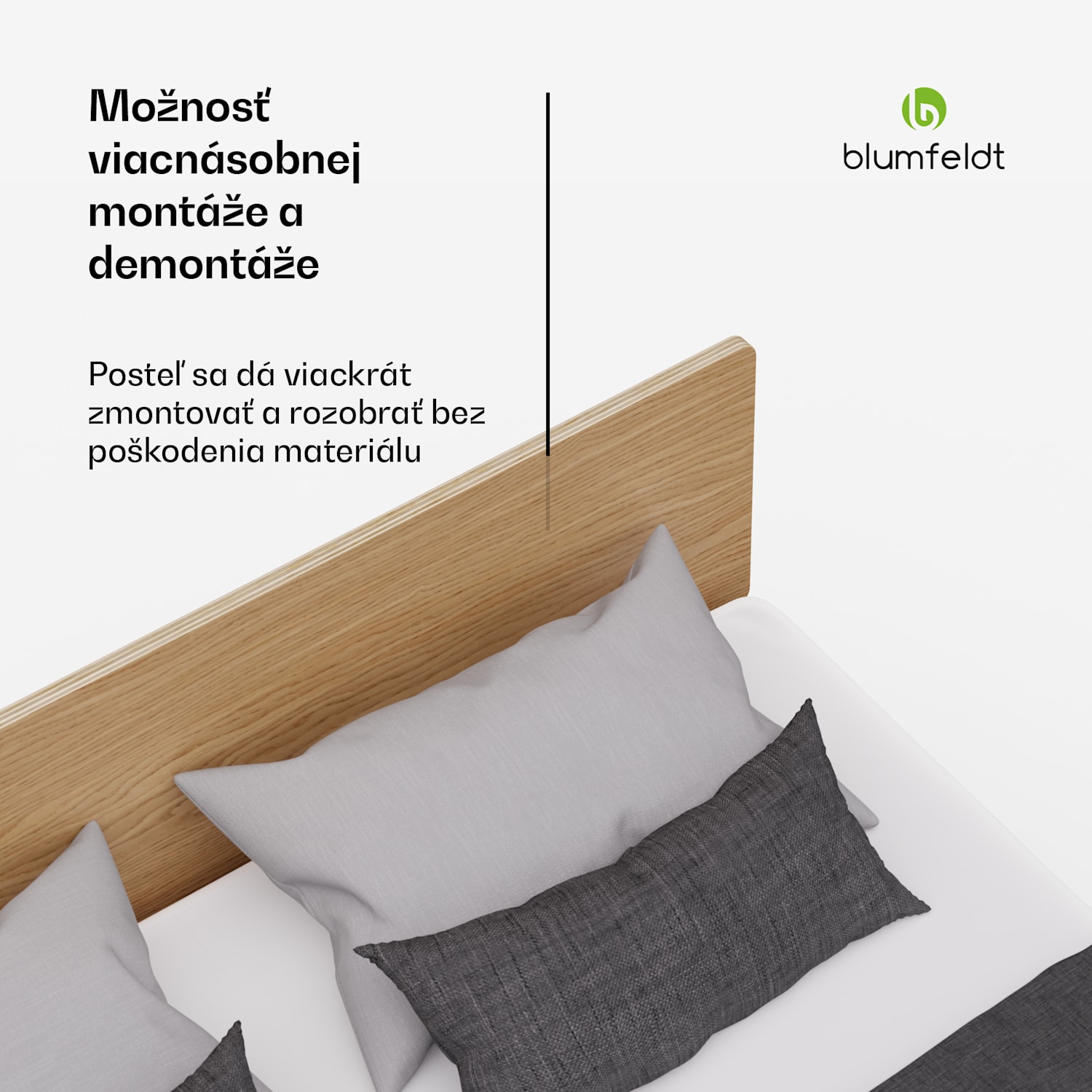 NordicAura Double rám manželskej postele, 140 cm x 200 cm, robustný, bez náradia, eukalyptové drevo, polička 140 cm | Dub