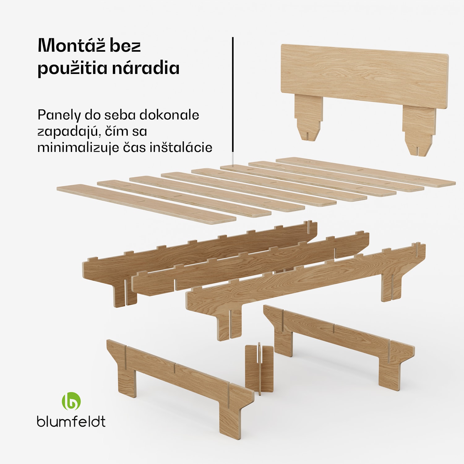 NordicAura Queen rám manželskej postele, 160 cm x 200 cm, robustný, bez náradia, eukalyptové drevo, polička 160 cm | Dub