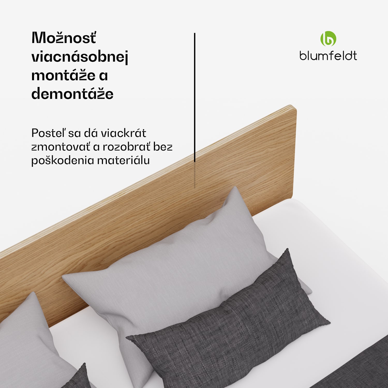 NordicAura Queen rám manželskej postele, 160 cm x 200 cm, robustný, bez náradia, eukalyptové drevo, polička 160 cm | Dub