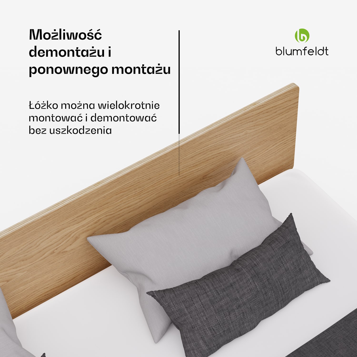 NordicAura King rama łóżka dwuosobowego, 180 cm x 200 cm, wytrzymała, bez użycia narzędzi, drewno eukaliptusowe, pólka 180 cm | Dąb