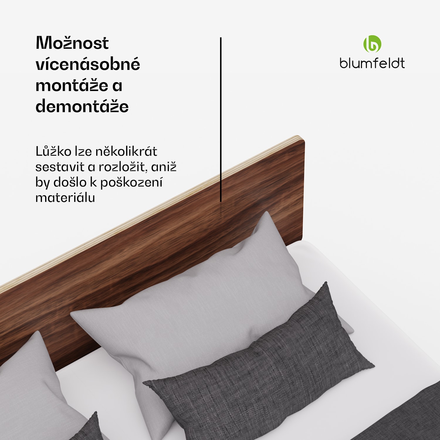 NordicAura Double rám manželské postele, 140 cm x 200 cm, robustní, bez nářadí, eukalyptové dřevo, polička 140 cm | Ořech