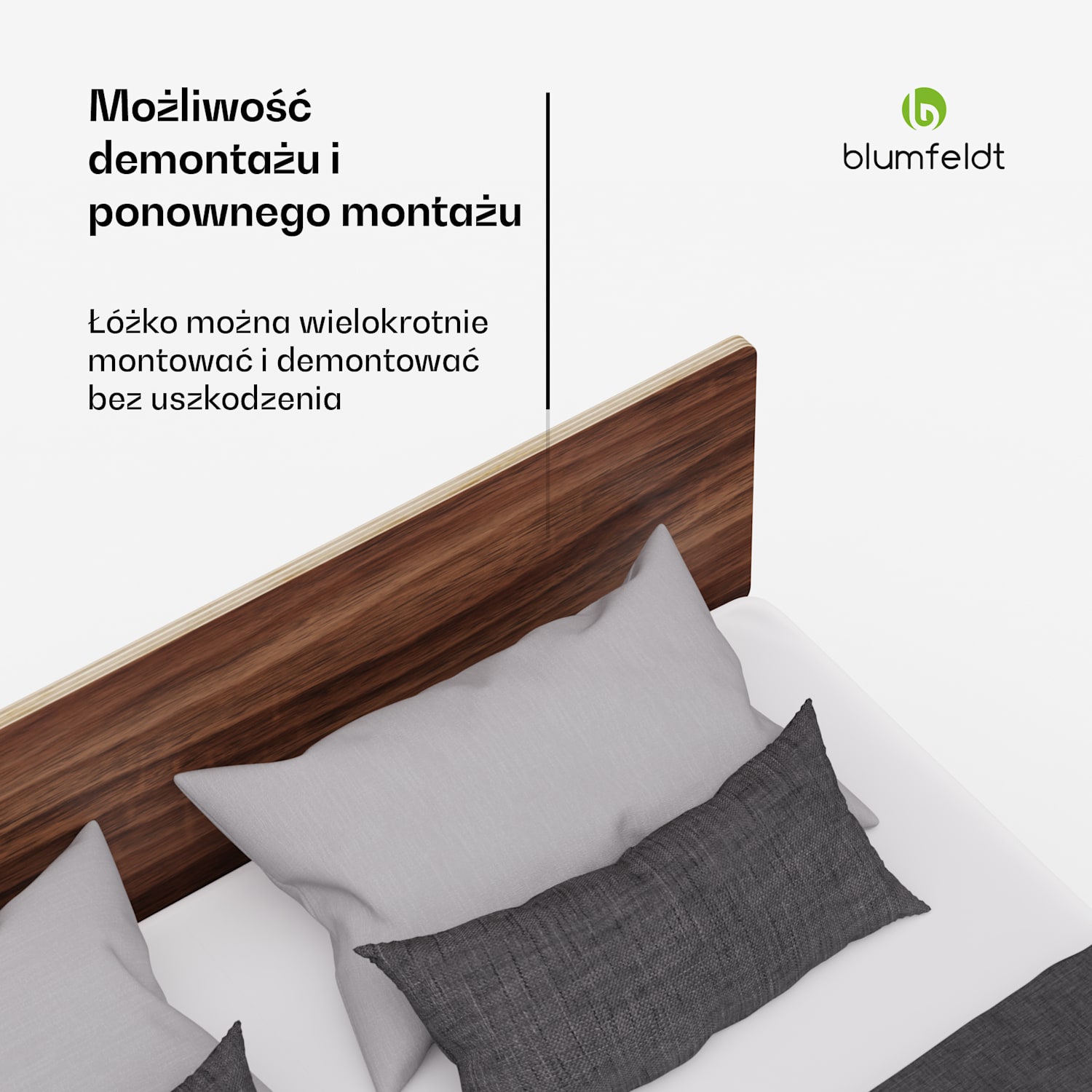 NordicAura Double rama łóżka dwuosobowego, 140 cm x 200 cm, wytrzymała, bez użycia narzędzi, drewno eukaliptusowe, pólka 140 cm | Orzech Włoski