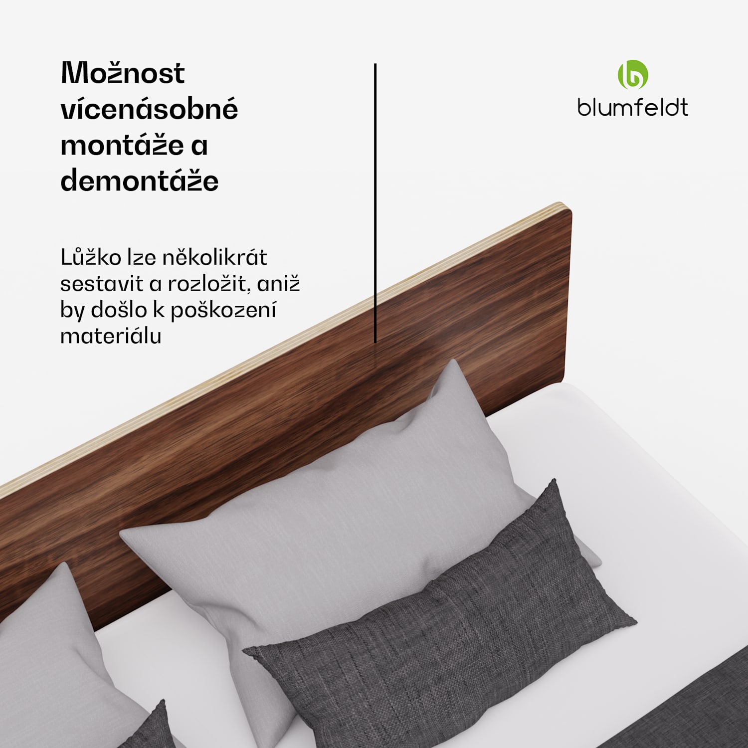 NordicAura Queen rám manželské postele, 160 cm x 200 cm, robustní, bez nářadí, eukalyptové dřevo, polička 160 cm | Ořech