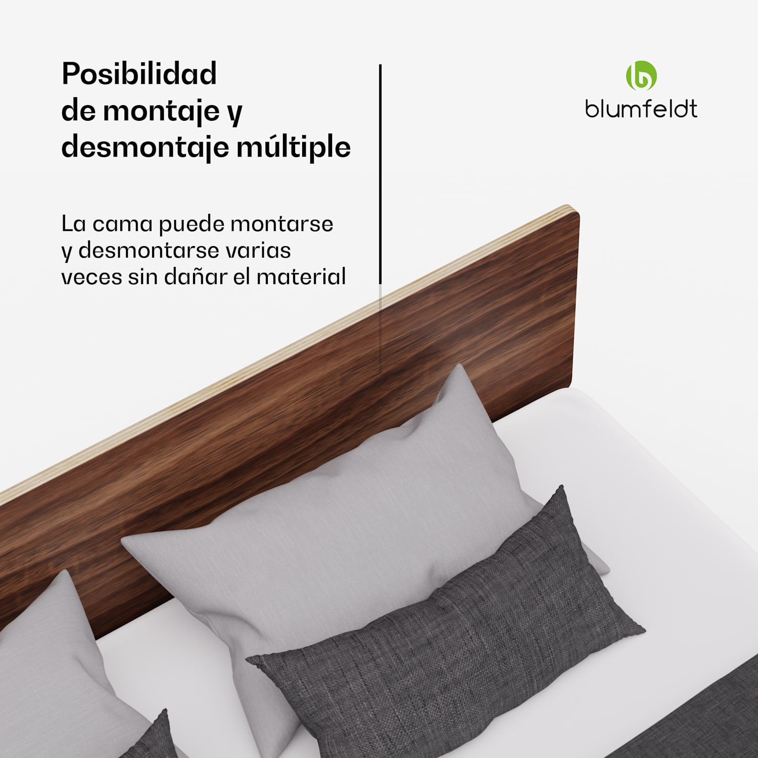 NordicAura Somier Queen | 160 cm x 200 cm | robusto | sin herramientas | madera de eucalipto | estante 160 cm | Nuez