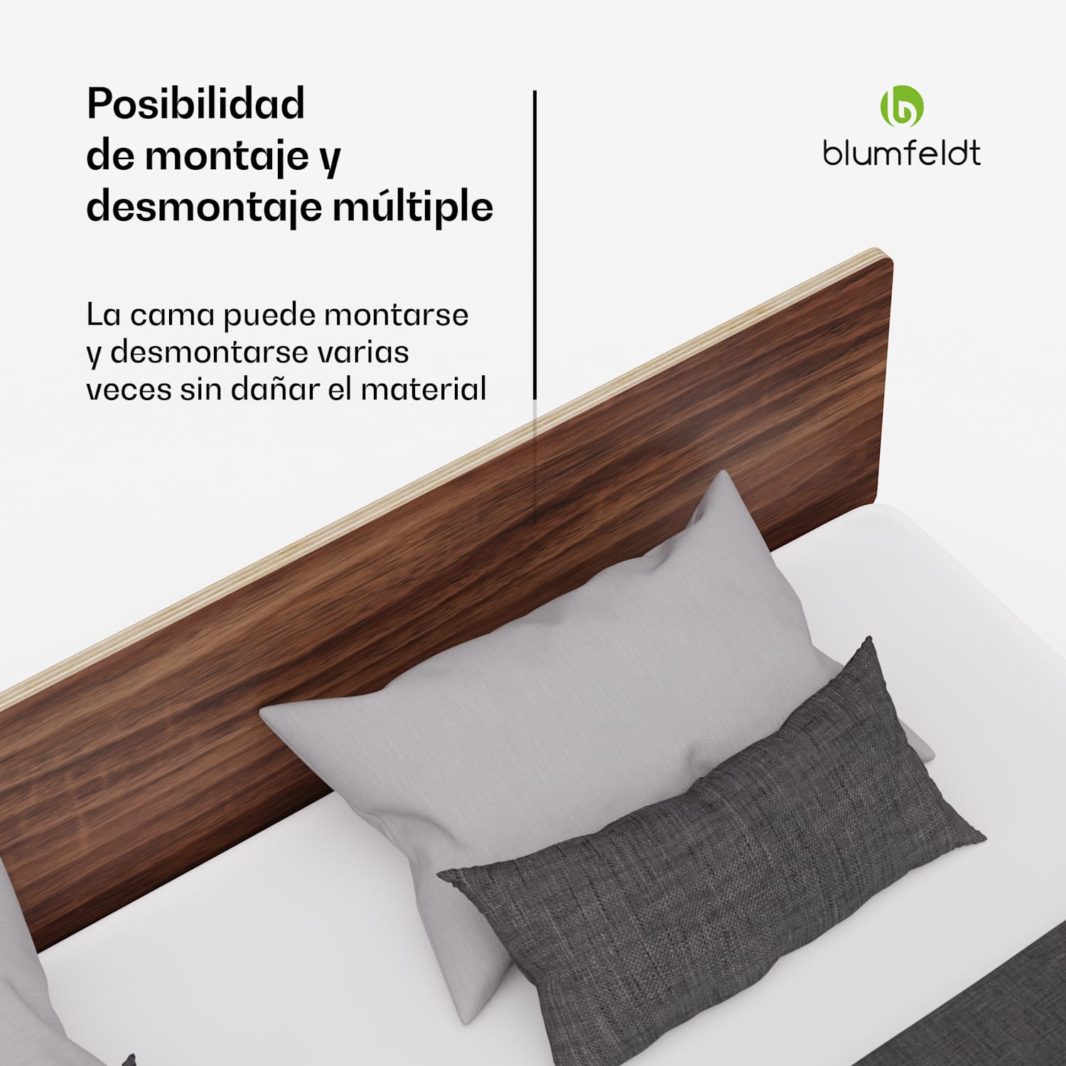 NordicAura Somier Queen | 180 cm x 200 cm | robusto | sin herramientas | madera de eucalipto | estante 180 cm | Nuez