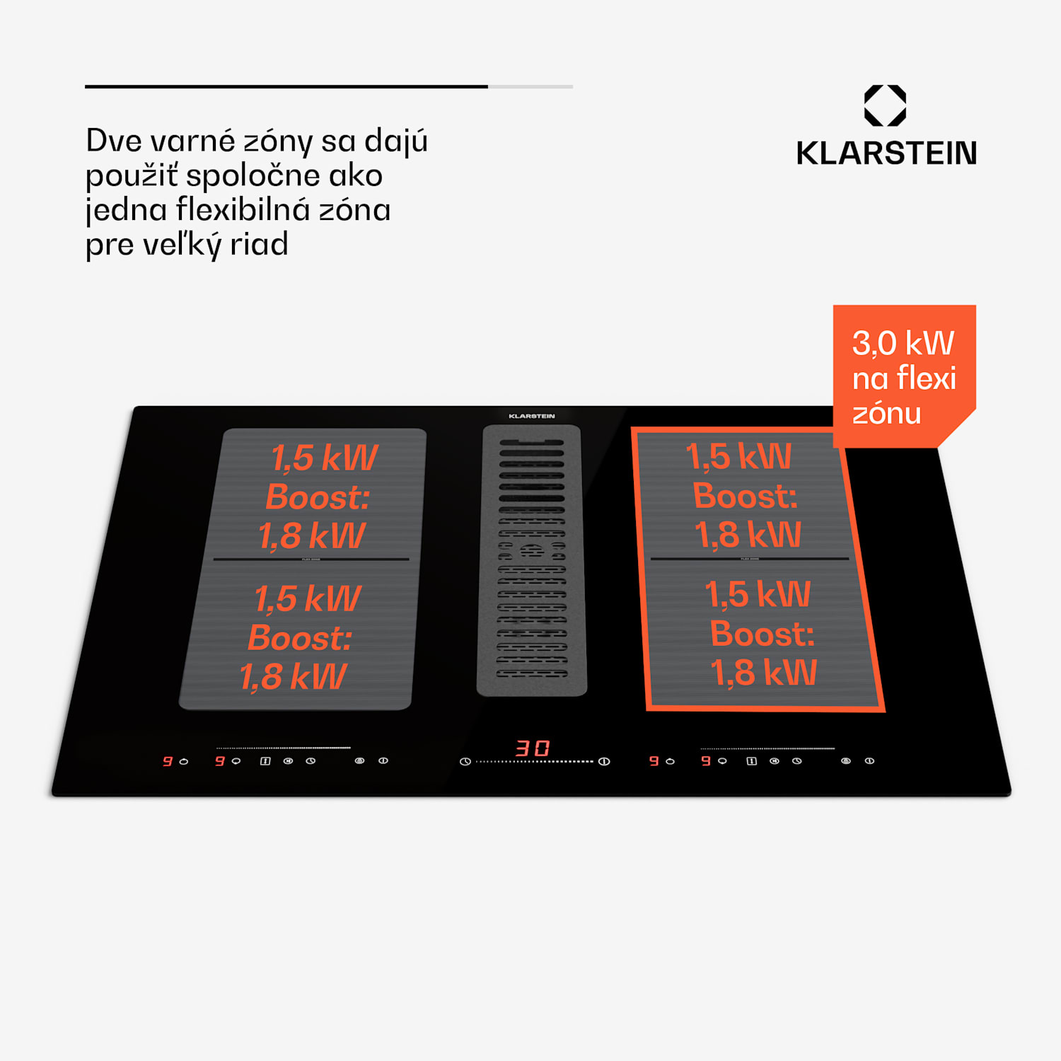 Full House 72 Down Air System, indukčná varná doskA digestor, 329 m³/h, EEC A 72 cm | Čierna