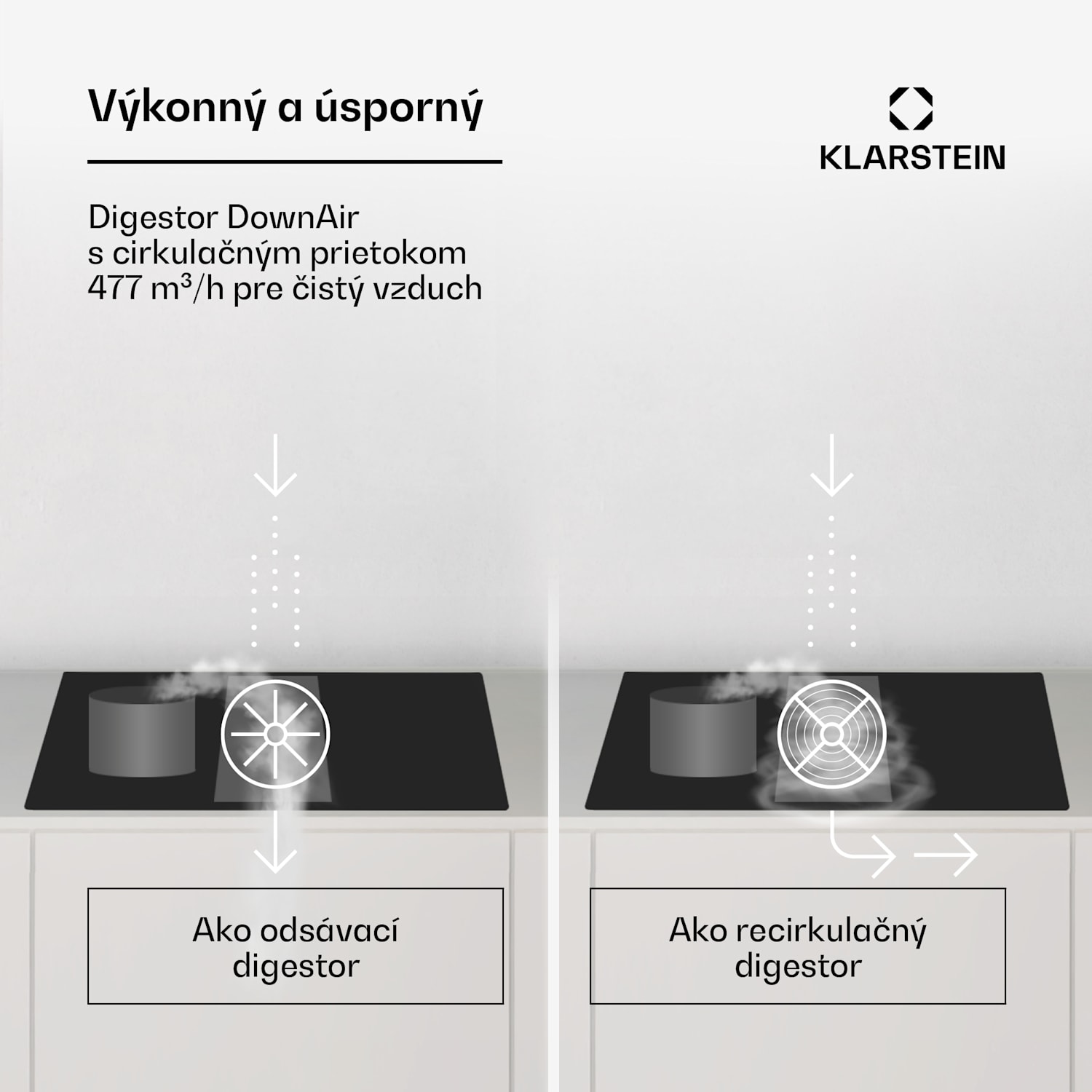 Full House 72 Down Air System, indukčná varná doskA digestor, 329 m³/h, EEC A 72 cm | Čierna