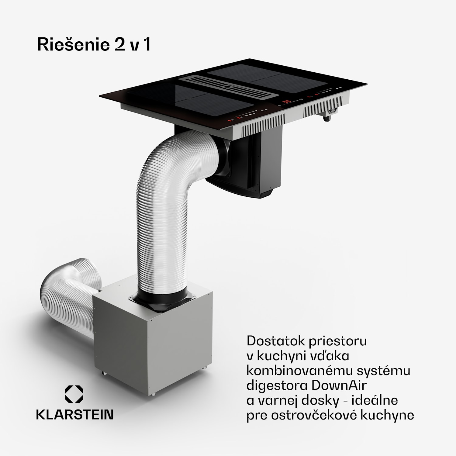 Full House 72 Down Air System, indukčná varná doskA digestor, 329 m³/h, EEC A 72 cm | Čierna