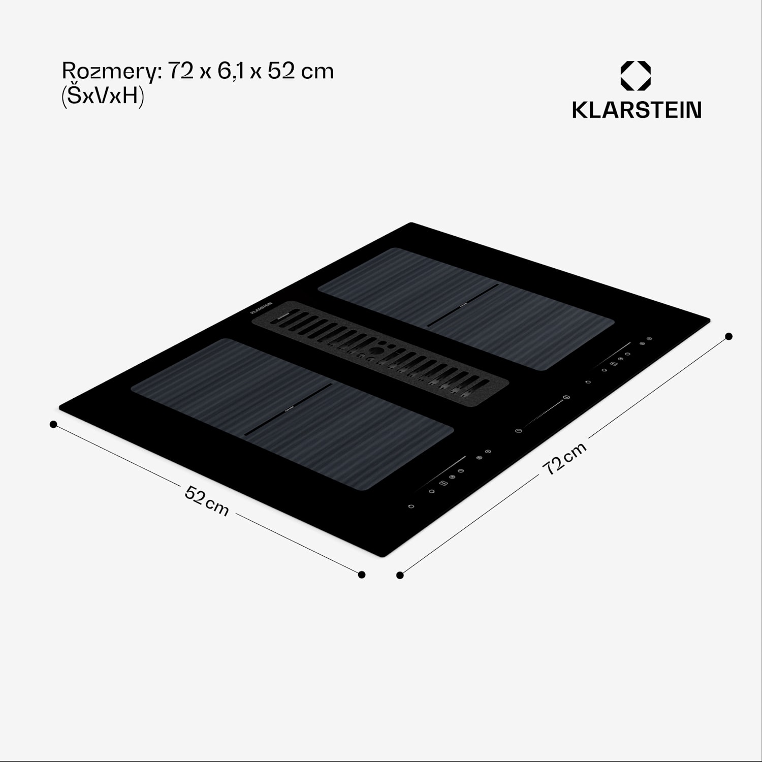 Full House 72 Down Air System, indukčná varná doskA digestor, 329 m³/h, EEC A 72 cm | Čierna
