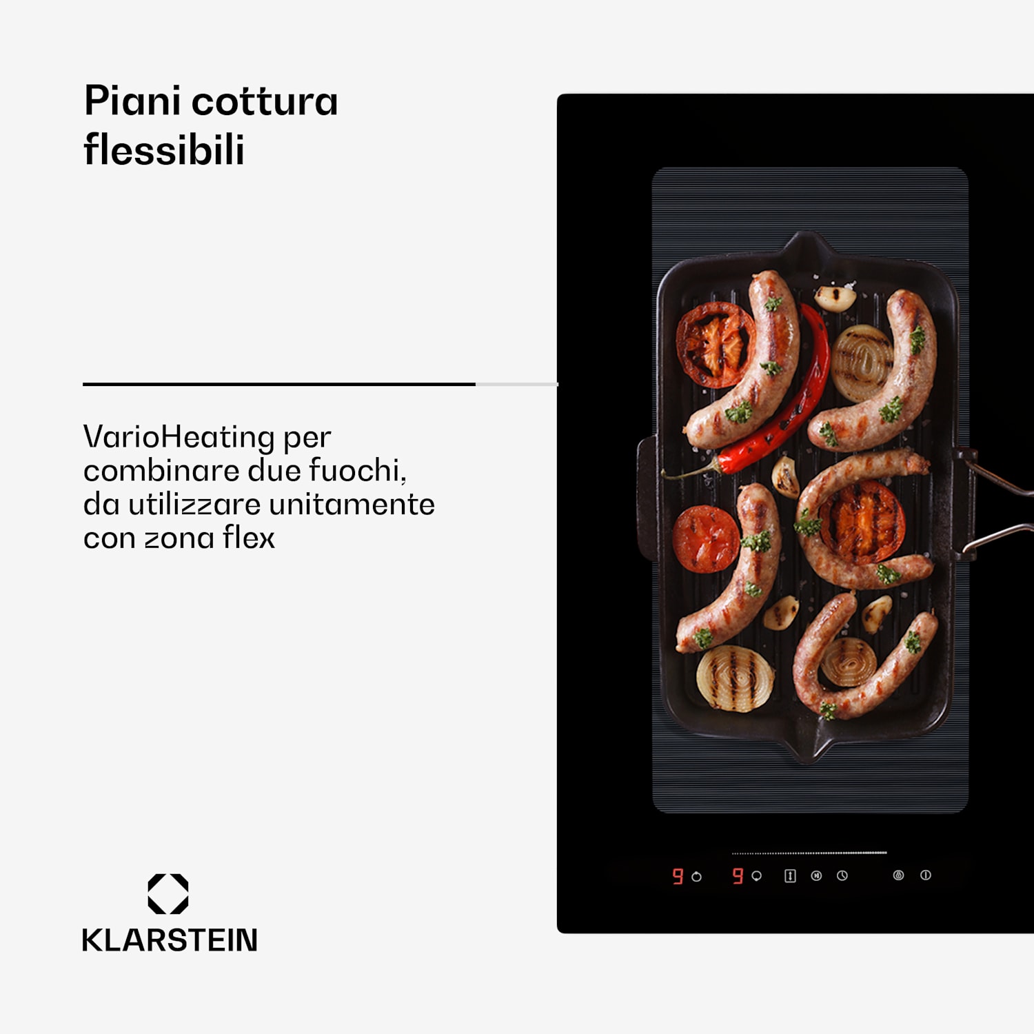 Full House 77 - Impianto Down Air con piano a induzione e cappa aspirante, 477 m³/h, classe energetica A 77 cm | Nero