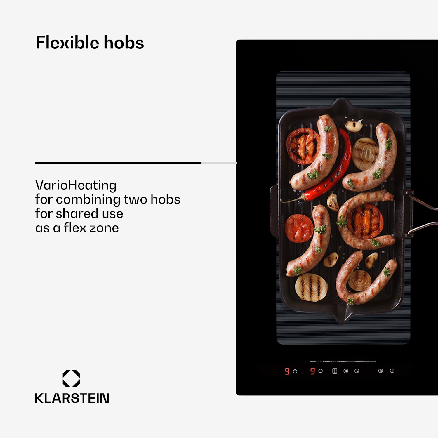 Full House 77 down air systeem inductiekookplaat + afzuigkap 477 m³/h EEC A 77 cm | Zwart