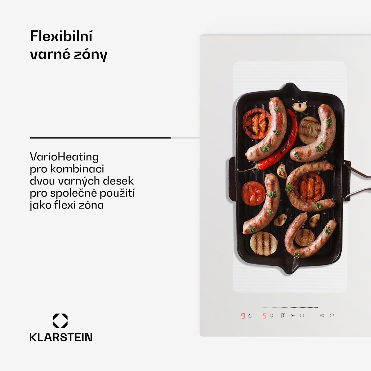 Full House 77 Down Air System, indukční sporák + digestoř, 477 m³/h, třída energetické účinnosti A 77 cm | Bílá