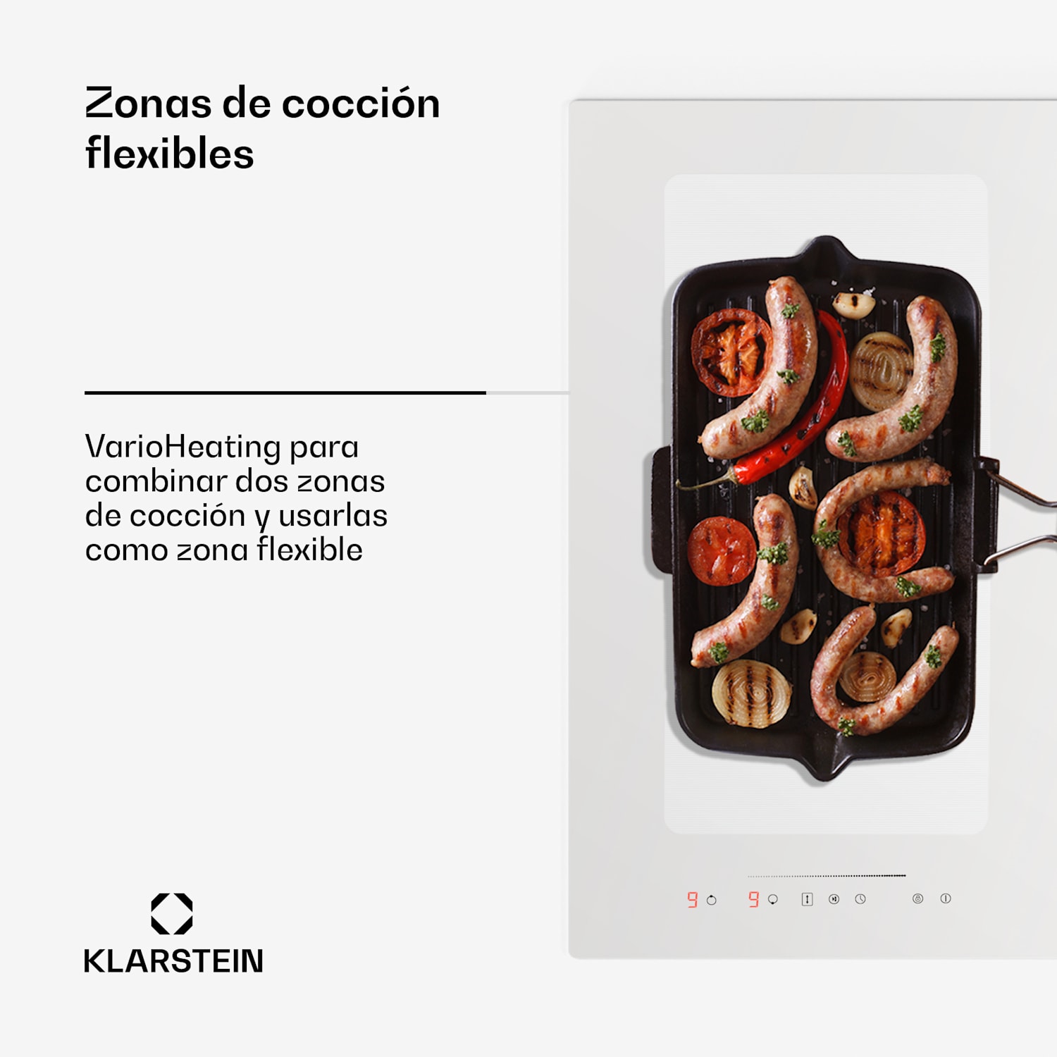 Cocina de inducción con sistema de aire descendente + campana extractora 477 m³/h EEC A 77 cm | Blanco