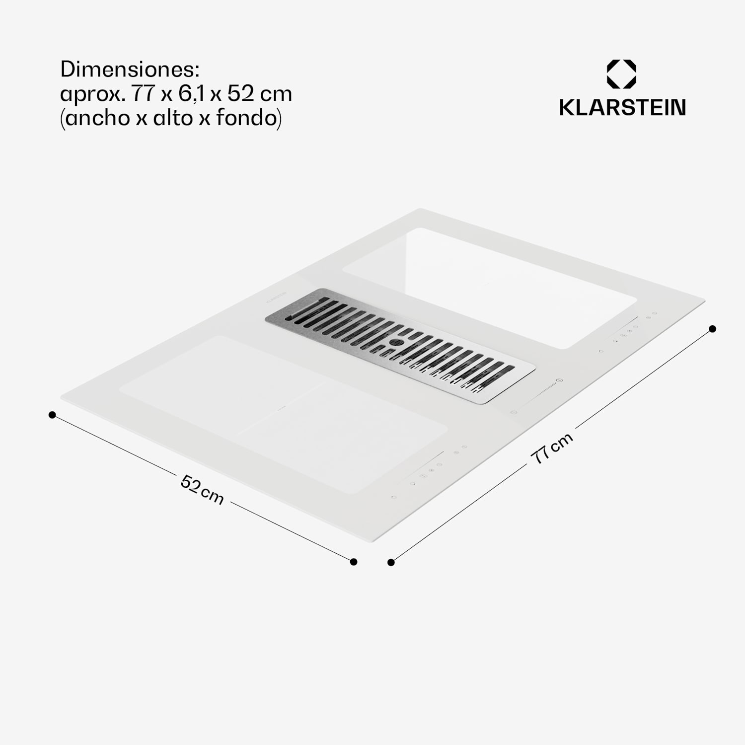 Cocina de inducción con sistema de aire descendente + campana extractora 477 m³/h EEC A 77 cm | Blanco