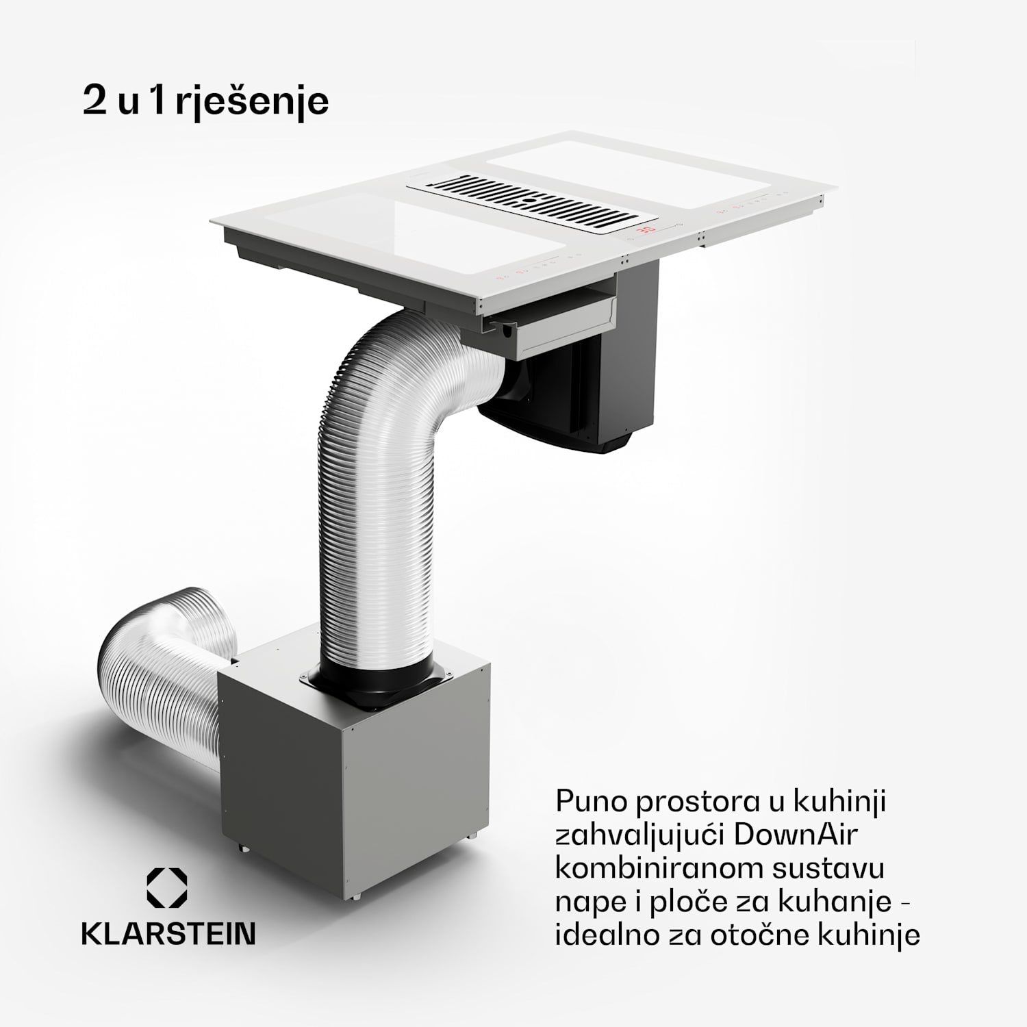 Full House 77 Down Air System, indukcijsko kuhalo + napa, 477 m³/h, razred energetske učinkovitosti A 77 cm | Bijela