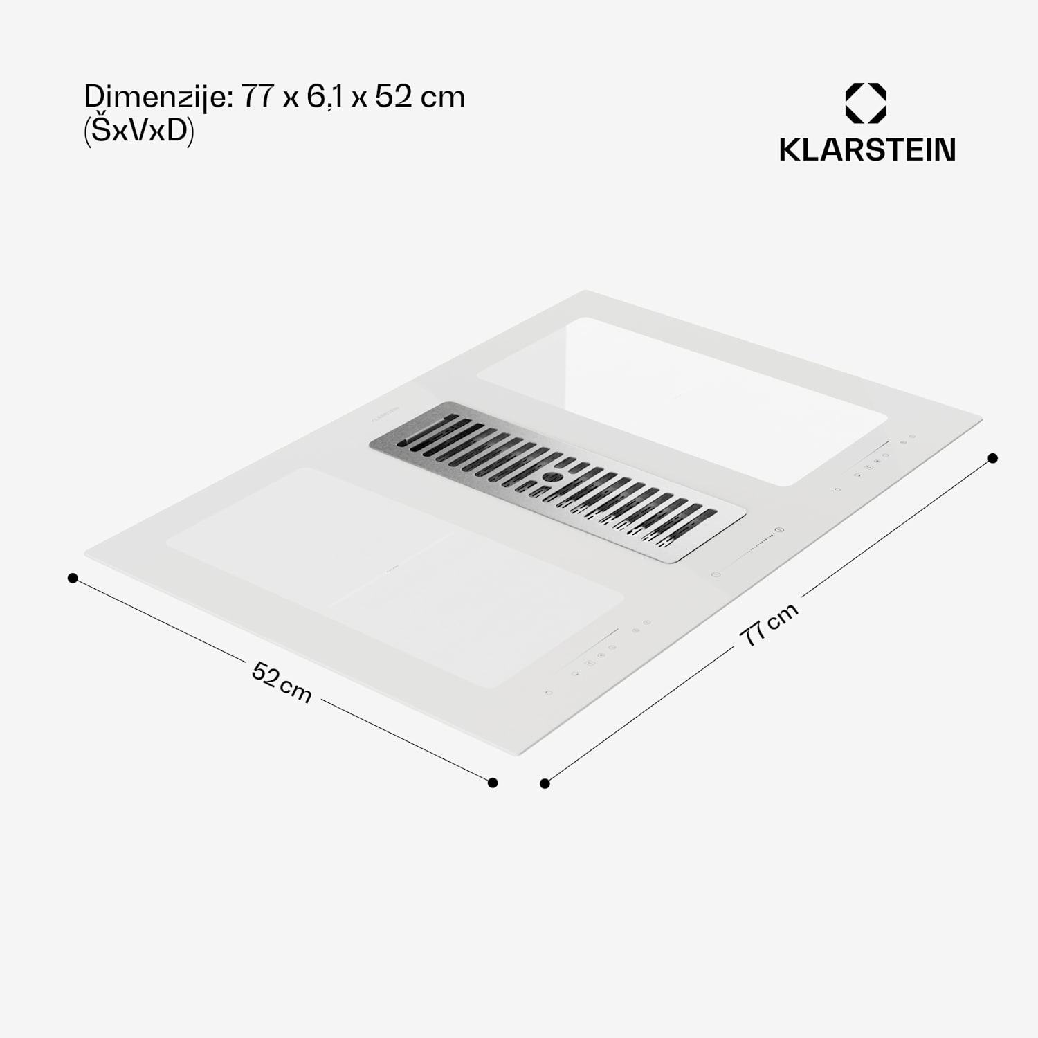 Full House 77 Down Air System, indukcijsko kuhalo + napa, 477 m³/h, razred energetske učinkovitosti A 77 cm | Bijela