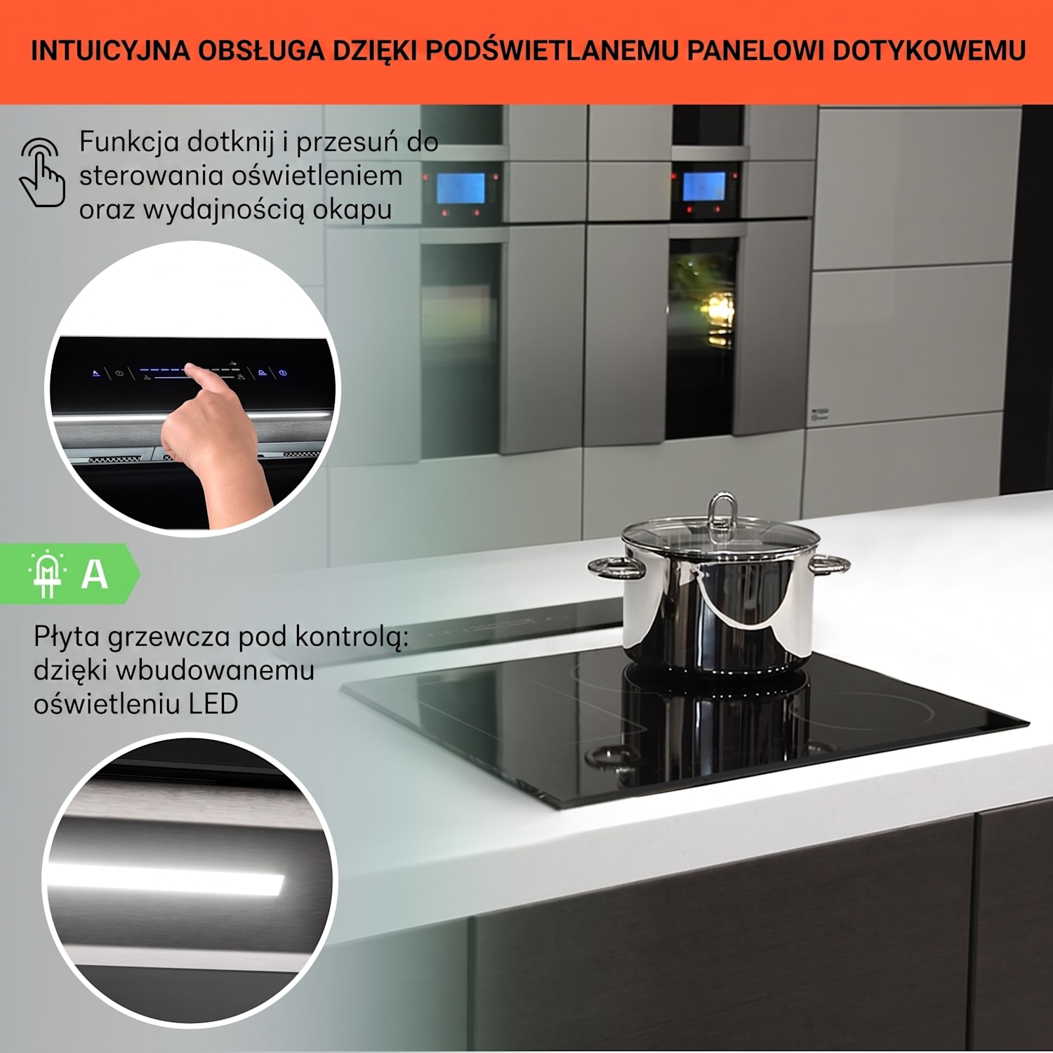 Royal Flush Eco, okap kuchenny, 90 cm, 604 m³/h, A+ 90 cm | Črna | Nerjaveče jeklo