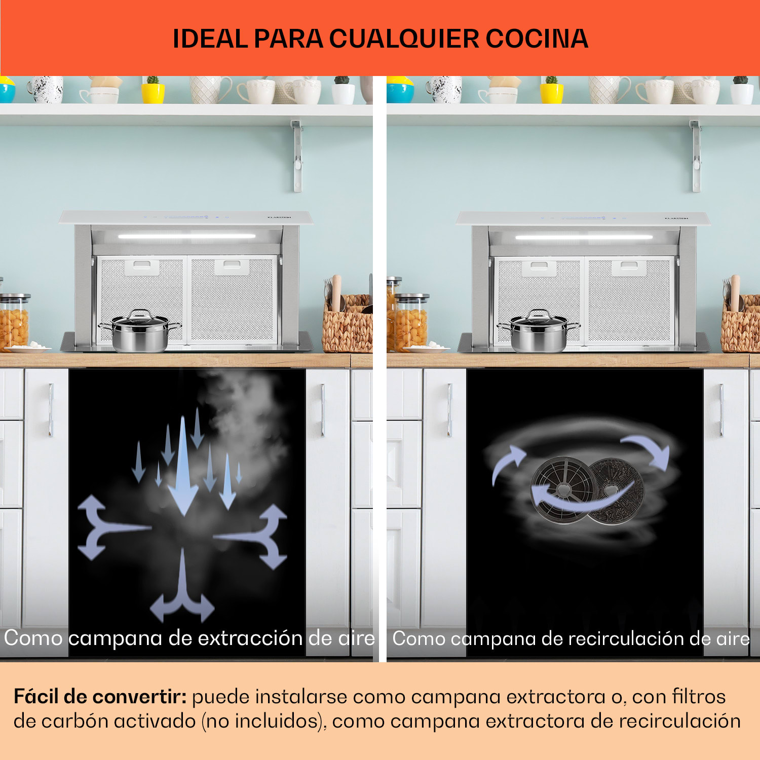 Royal Flush Eco Campana extractora 60 cm 576 m³/h A+ 60 cm | Blanco | Acero Inoxidable