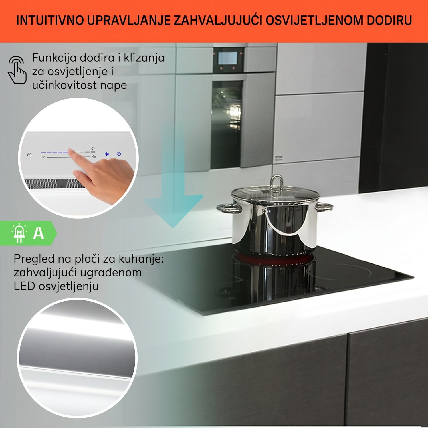 Royal Flush Eco, kuhinjska napa, 60 cm, 604 m³ / h, A + 60 cm | Bijela | Nehrđajući čelik
