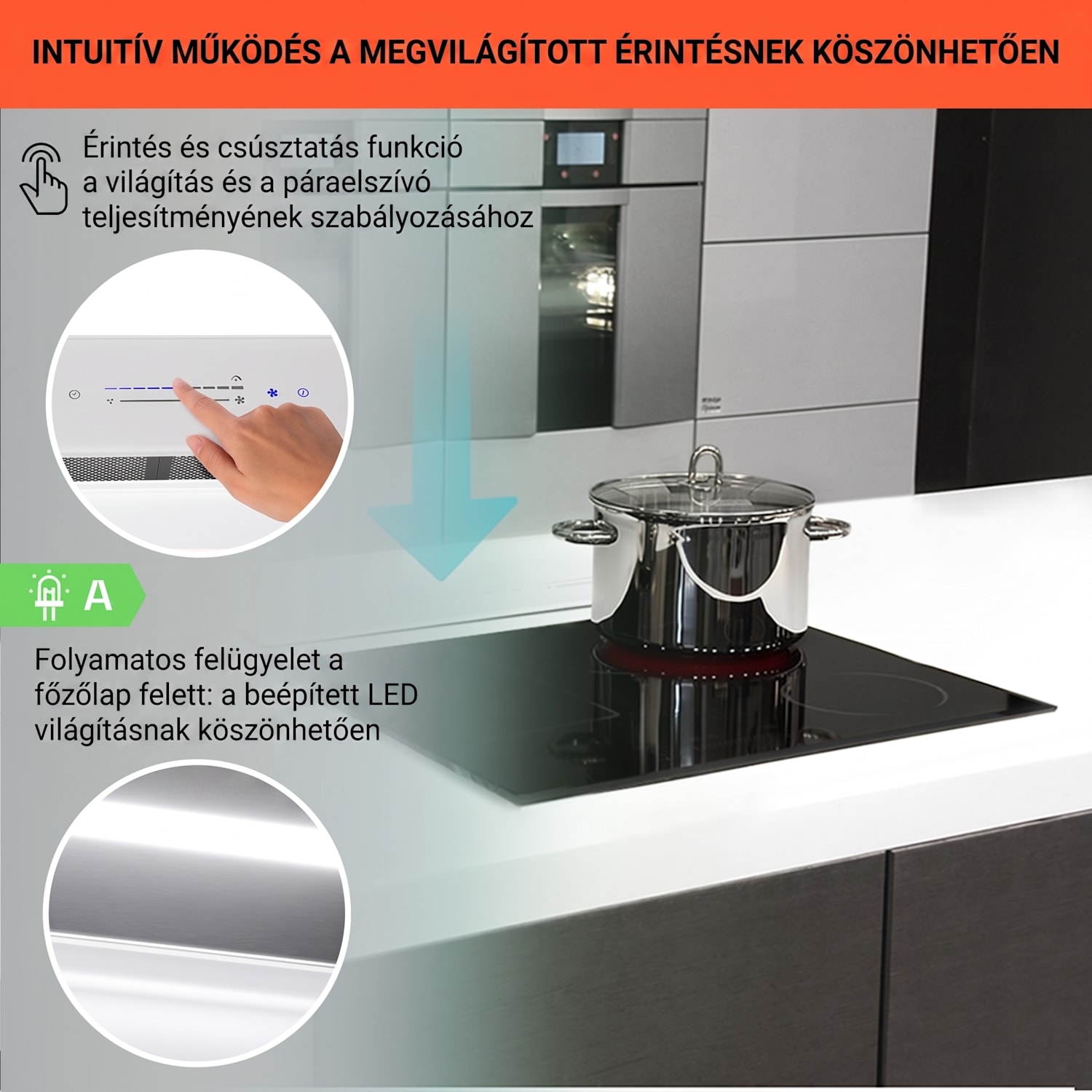Royal Flush Eco, páraelszívó, 60 cm, 576 m³/ó, A+ 60 cm | Fehér | Rozsdamentes acél