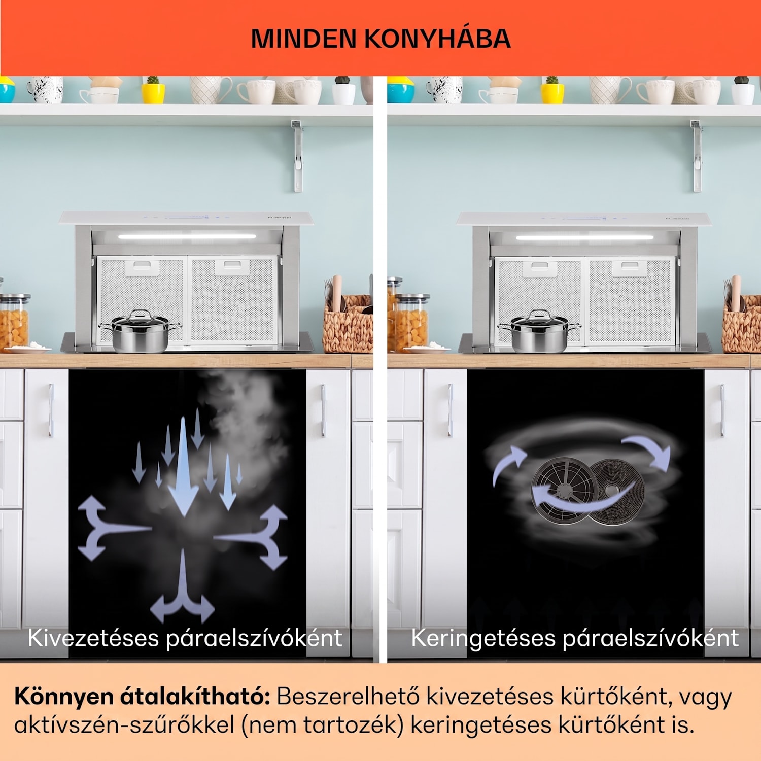 Royal Flush Eco, páraelszívó, 60 cm, 576 m³/ó, A+ 60 cm | Fehér | Rozsdamentes acél