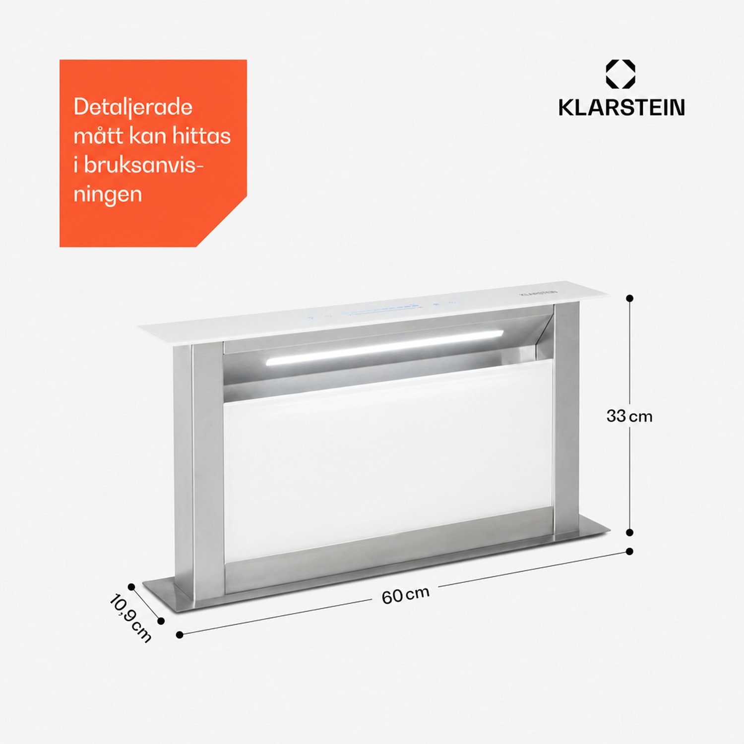 Royal Flush Eco köksfläkt 60 cm 604 m³/h A+ 60 cm | Vit | Silver
