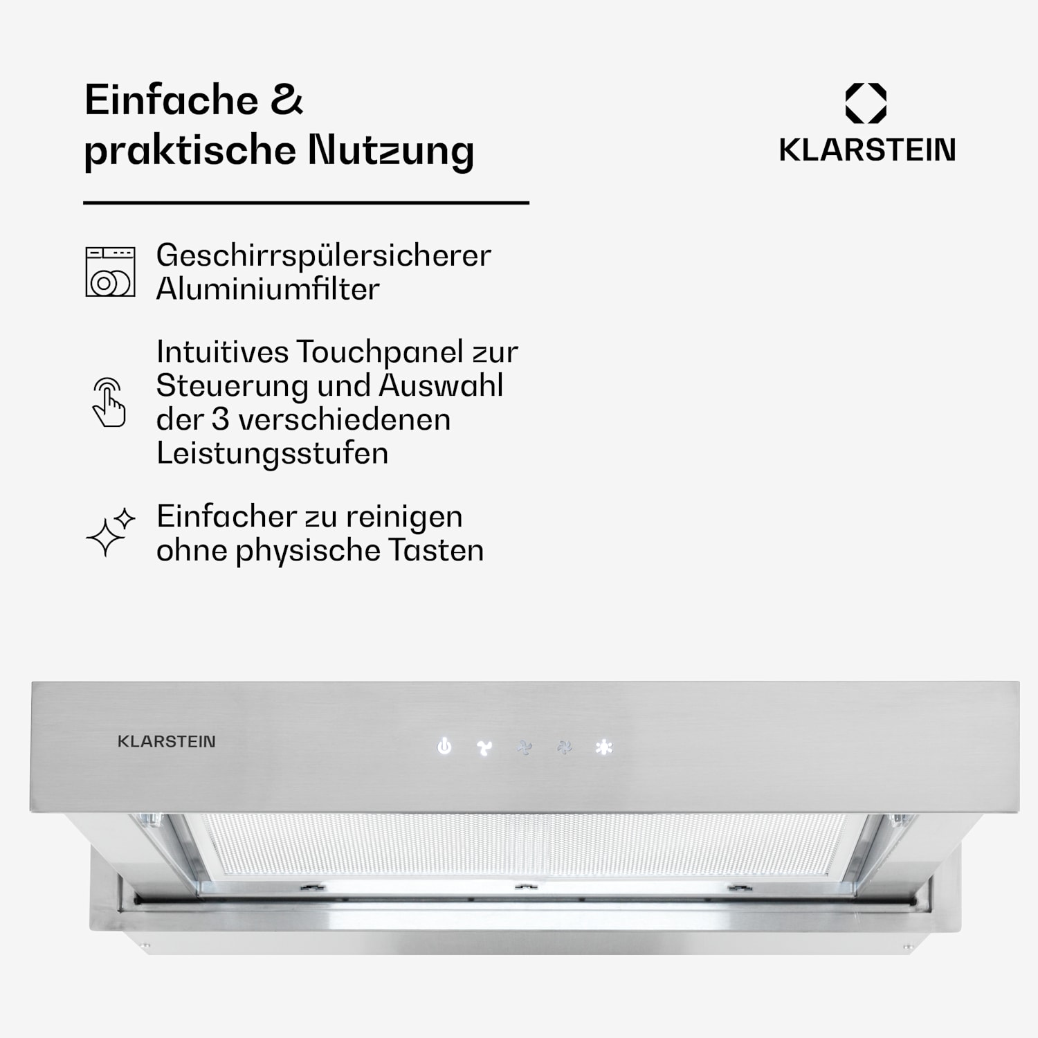 Royal Flush Eco Dunstabzugshaube 60 cm 604 m³/h A+ 60 cm | Silber | Silber