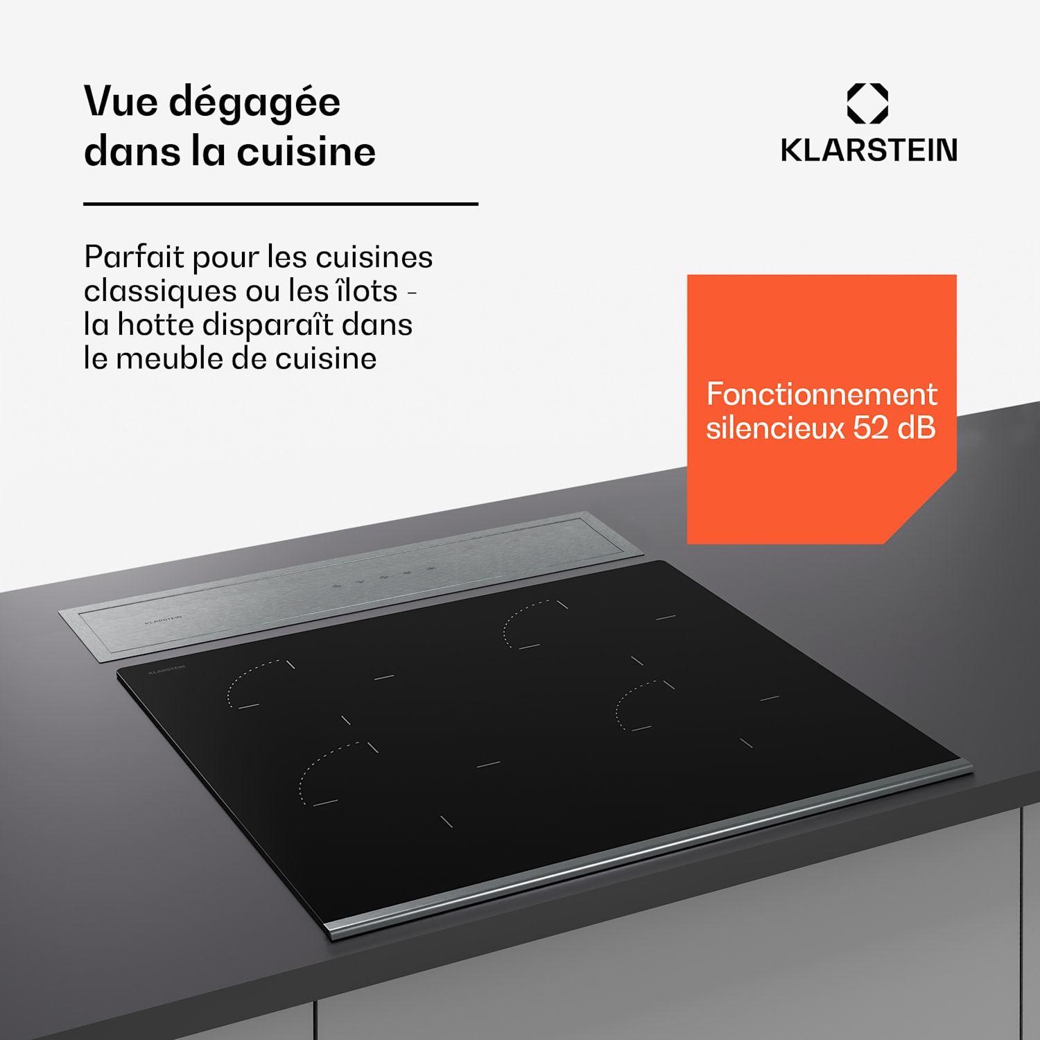 Royal Flush Eco afzuigkap 60 cm 604 m³/h A+ 60 cm | Zilver | Zilver