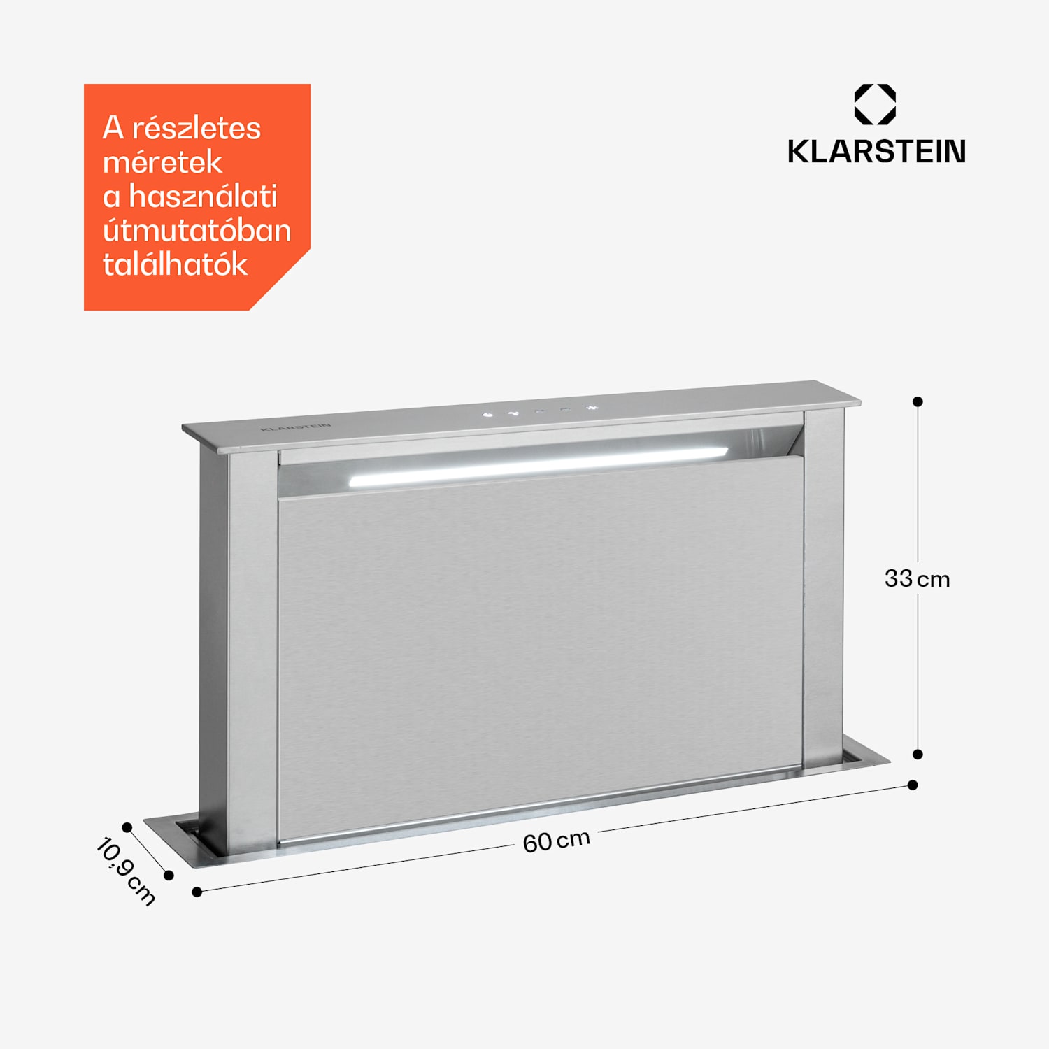 Royal Flush Eco, motorháztető, 60 cm, 604 m³/h, A+ 60 cm | Ezüst | Ezüst