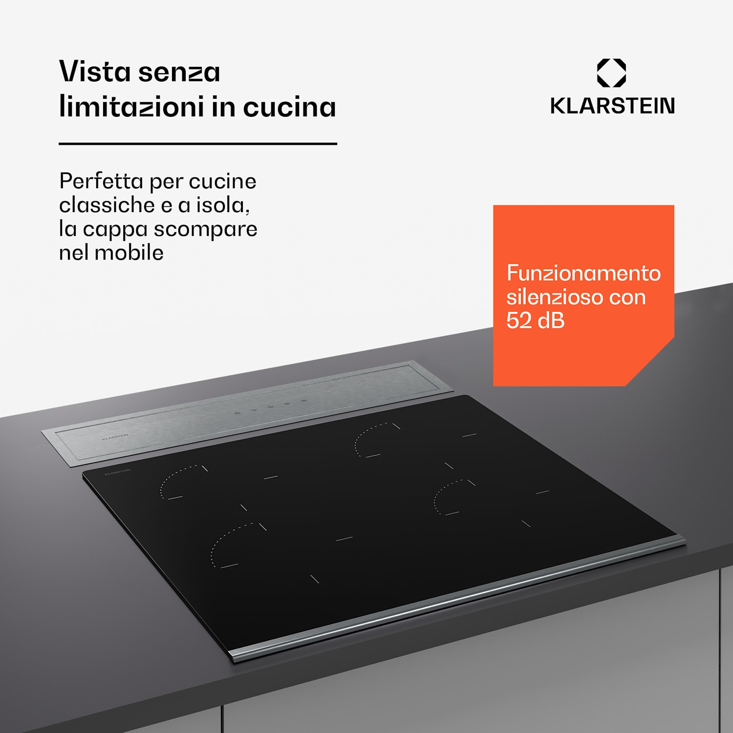 Royal Flush Eco cappa aspirante, 60 cm, 604 m³/h, A+ 60 cm | Argento | Argento
