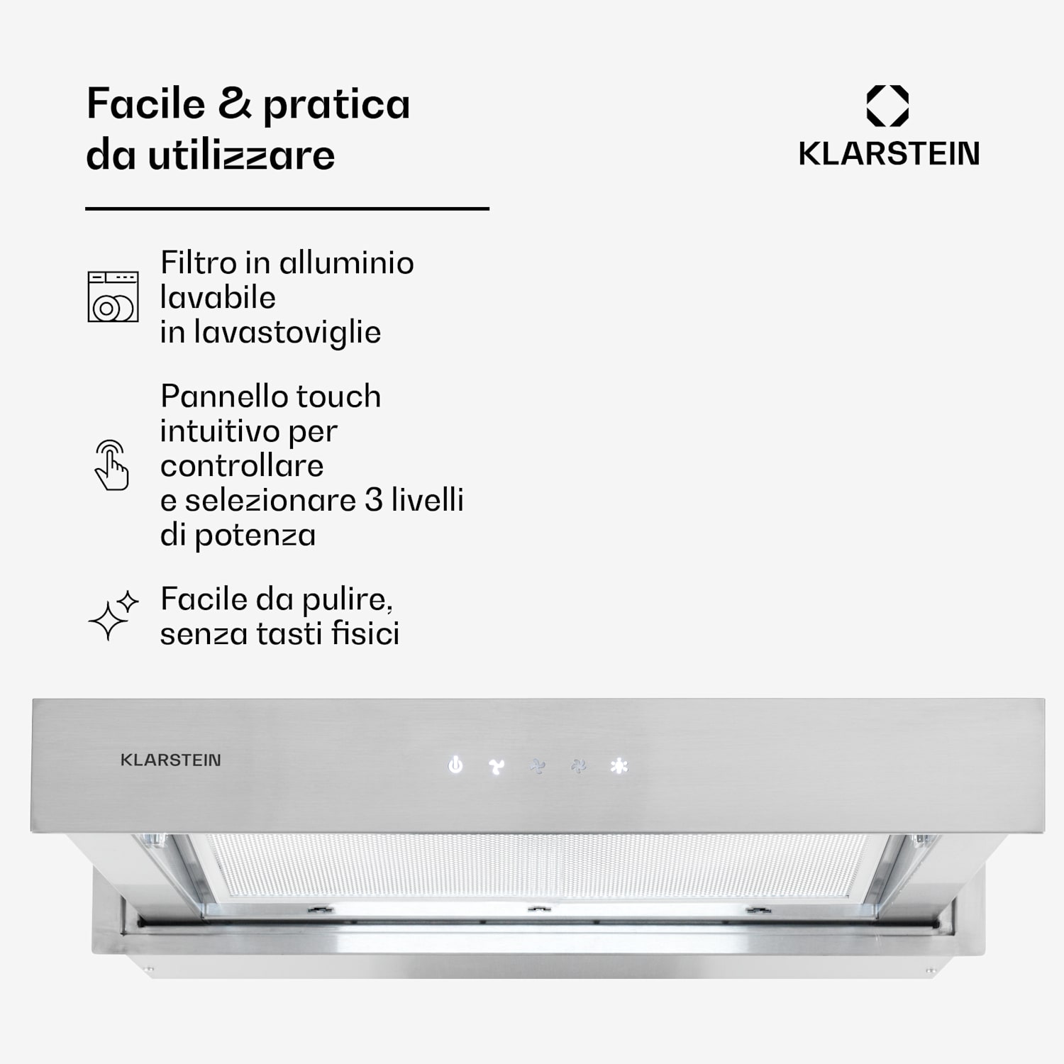 Royal Flush Eco cappa aspirante, 60 cm, 604 m³/h, A+ 60 cm | Argento | Argento