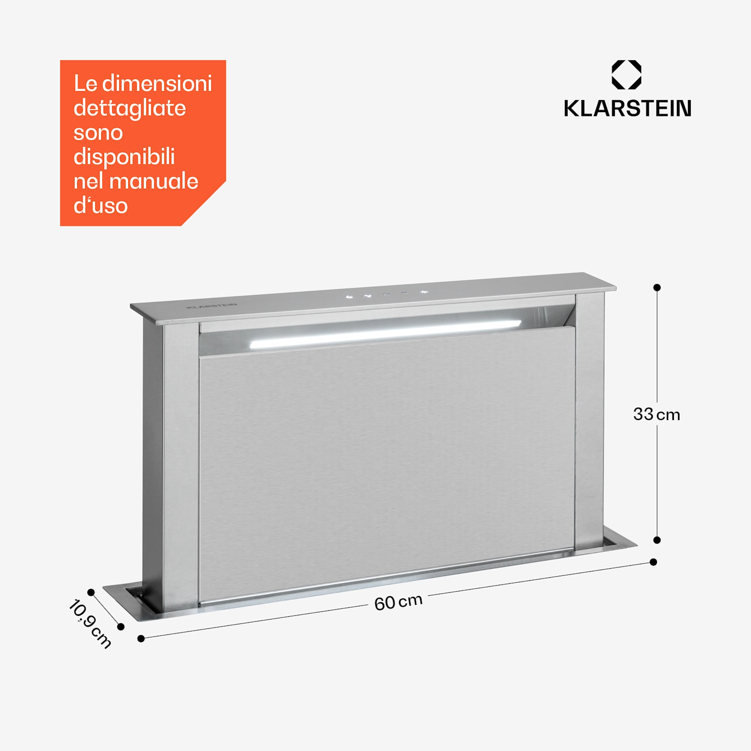 Royal Flush Eco cappa aspirante, 60 cm, 604 m³/h, A+ 60 cm | Argento | Argento